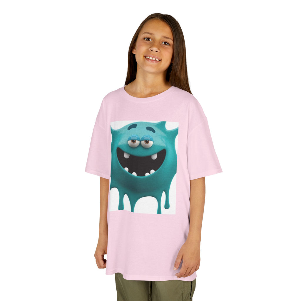 Kids Monster Drip T-Shirt — Cute Teal Cartoon Monster Tee