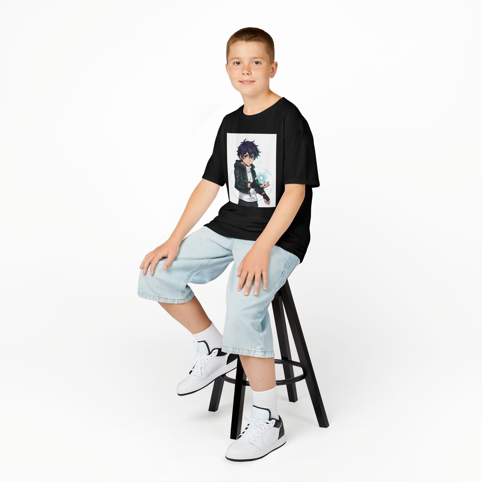 Kids Anime Mage T‑Shirt — Cute Boy Sorcerer Graphic Tee