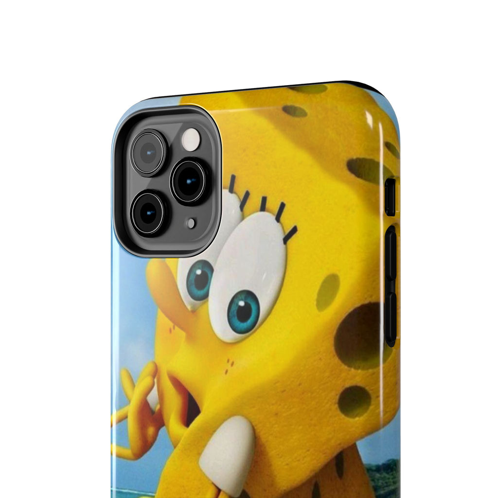Cartoon Yellow Sponge Tough Phone Case — Beach Character Protective Phone Cover