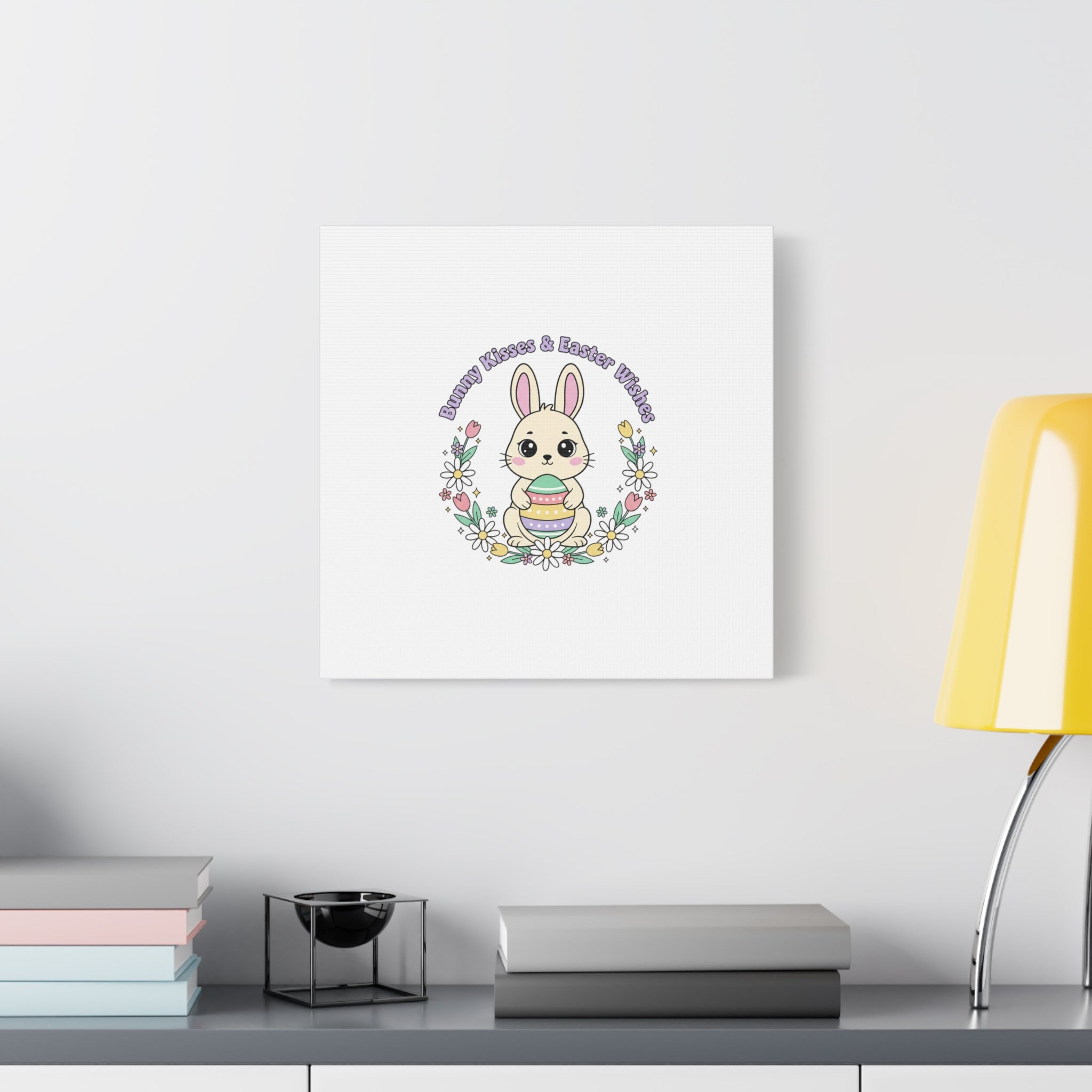 Bunny Kisses Easter Bunny Canvas | pastel spring, cottagecore