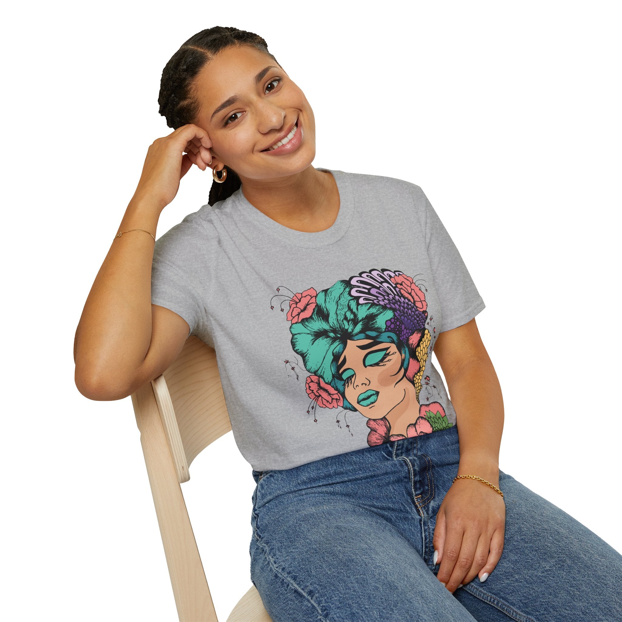 Girl Power Floral Portrait T-Shirt
