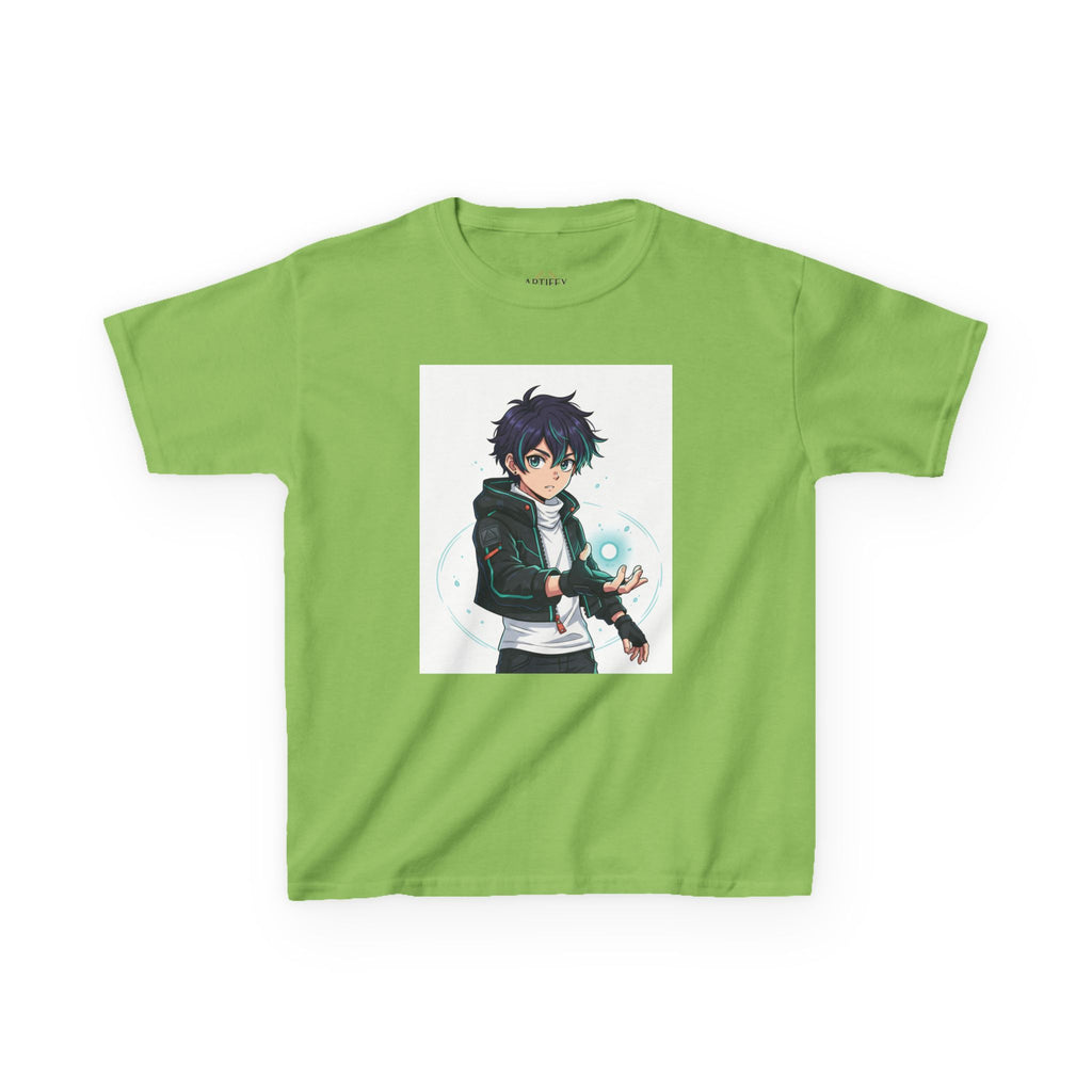 Kids Anime Mage T‑Shirt — Cute Boy Sorcerer Graphic Tee
