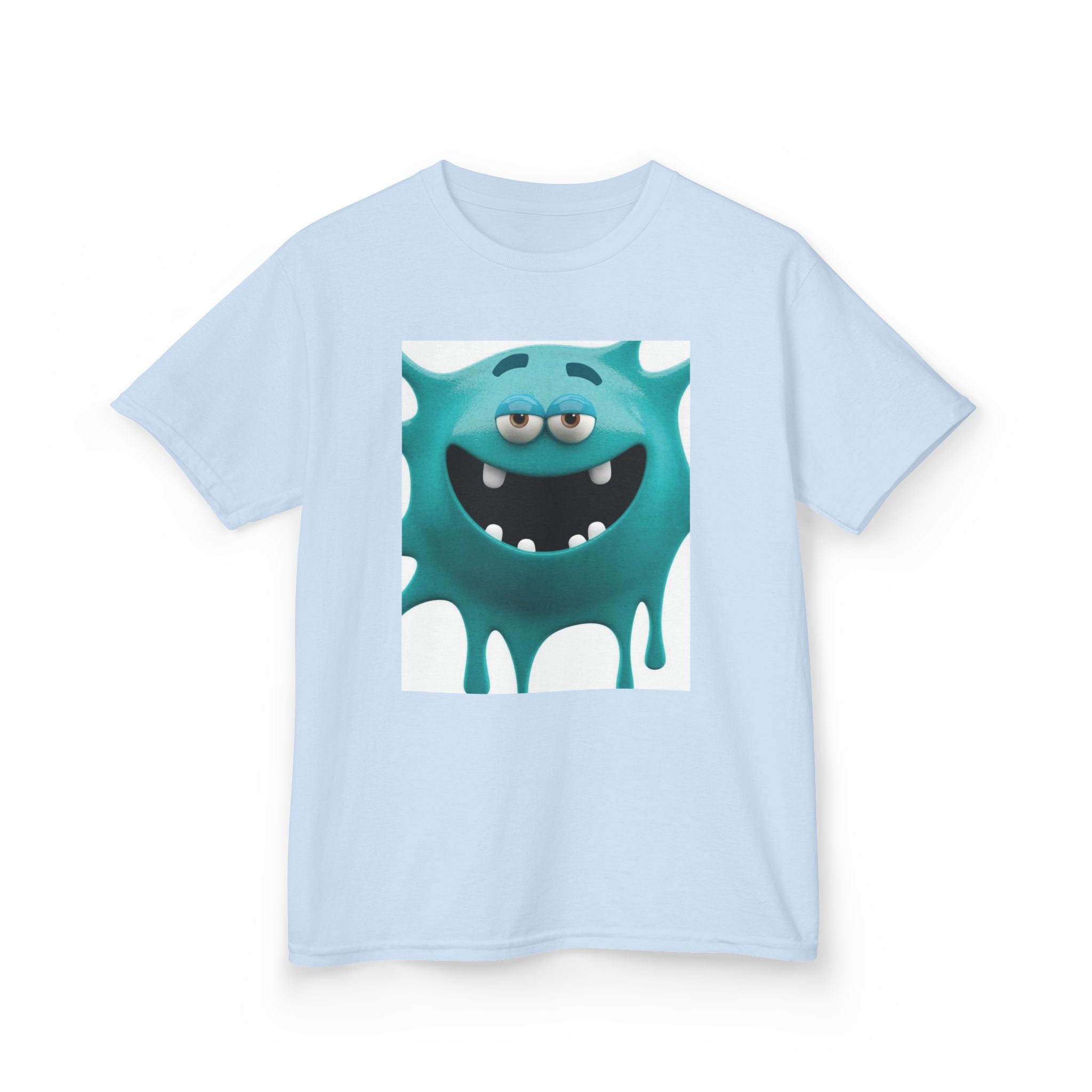 Kids Monster Drip T-Shirt — Cute Teal Cartoon Monster Tee