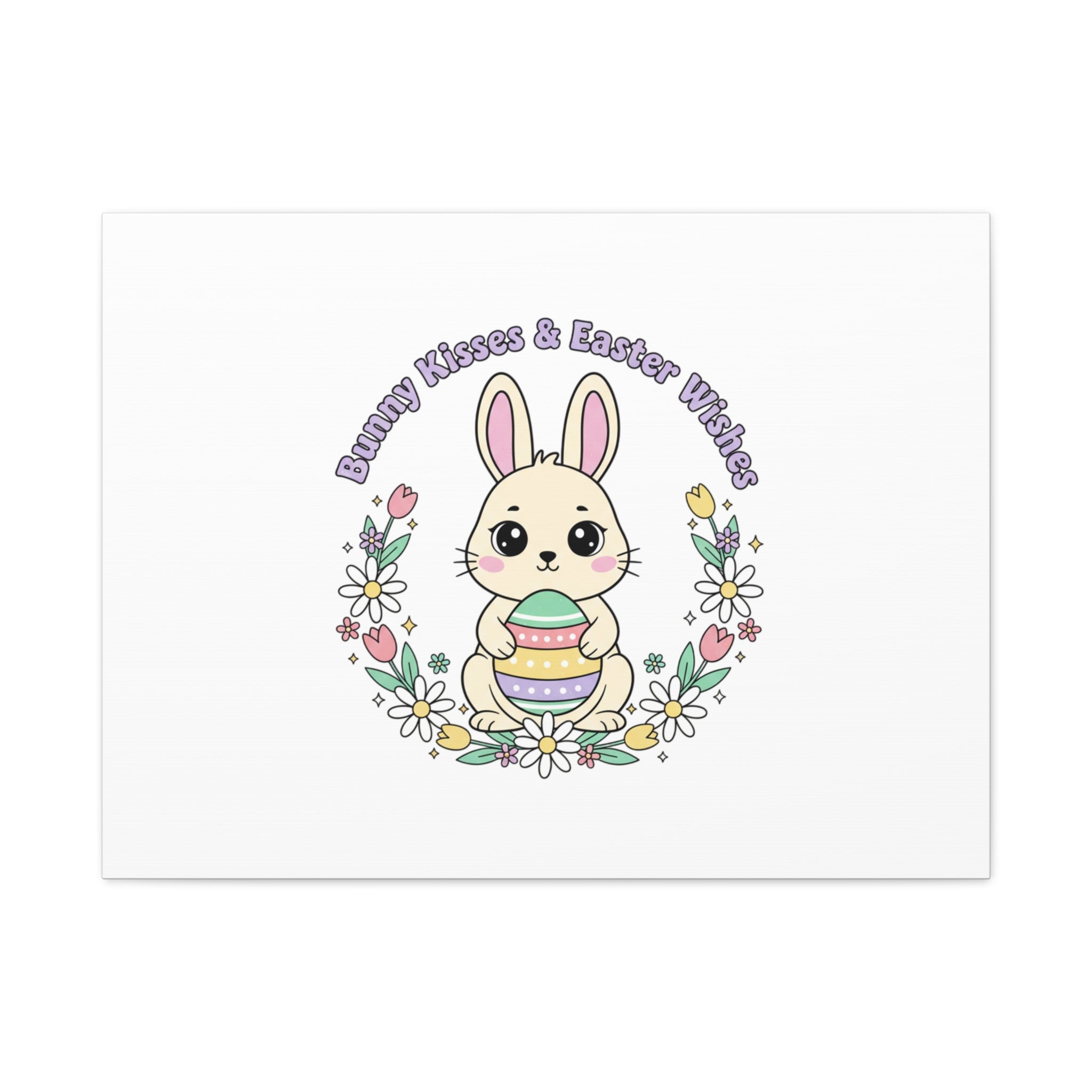 Bunny Kisses Easter Bunny Canvas | pastel spring, cottagecore