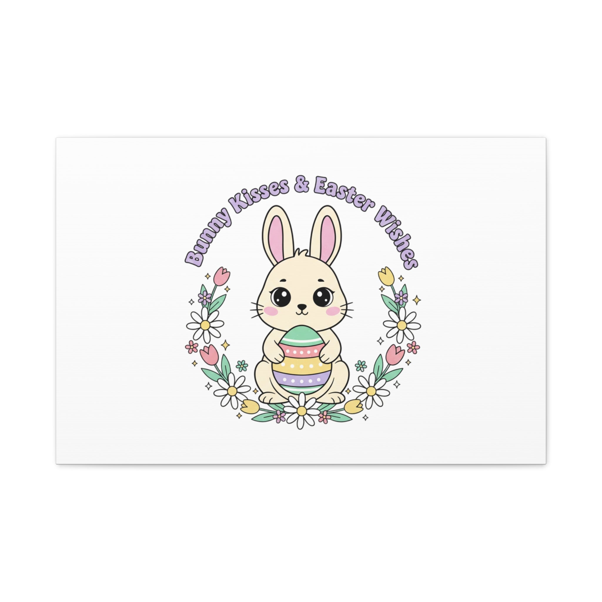 Bunny Kisses Easter Bunny Canvas | pastel spring, cottagecore