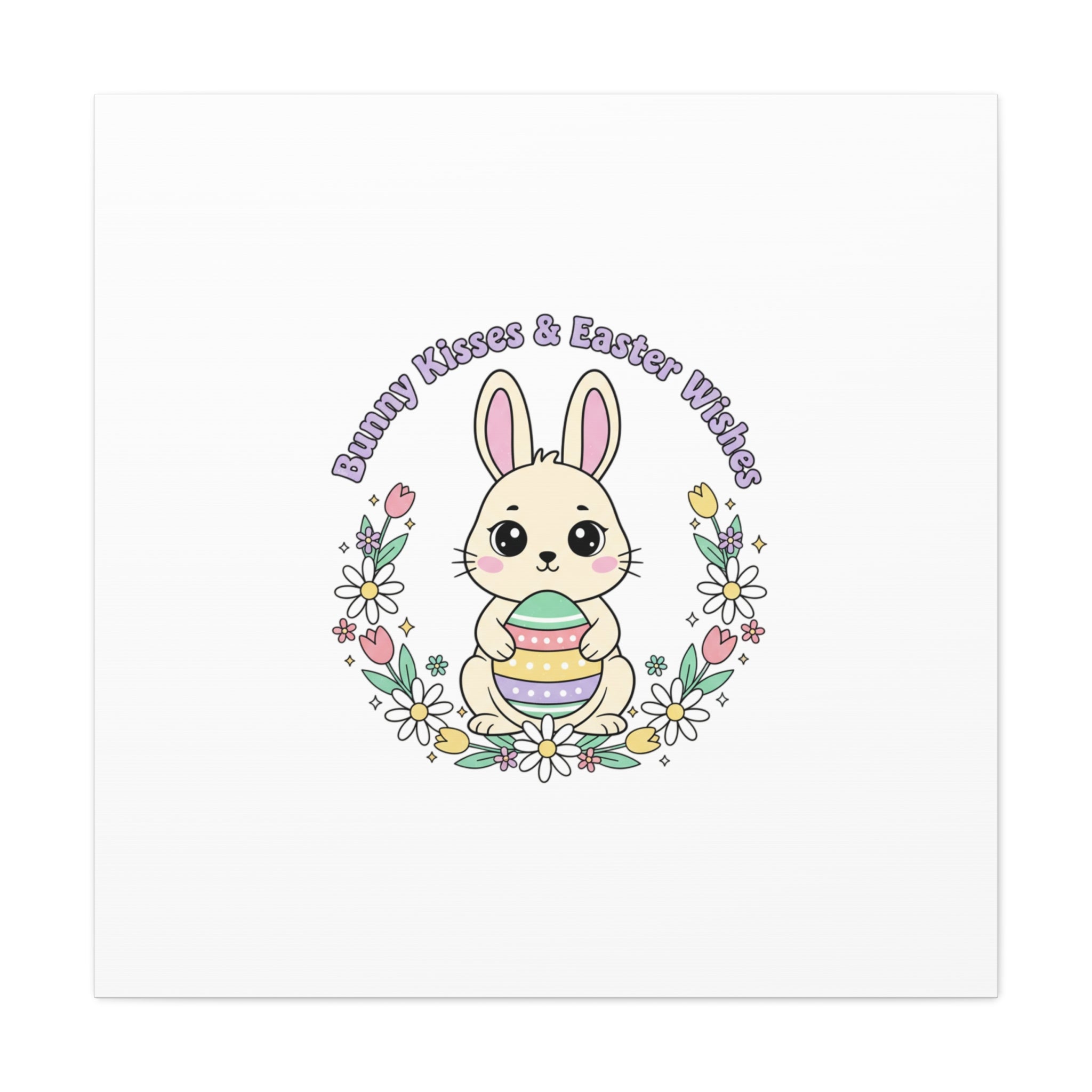 Bunny Kisses Easter Bunny Canvas | pastel spring, cottagecore