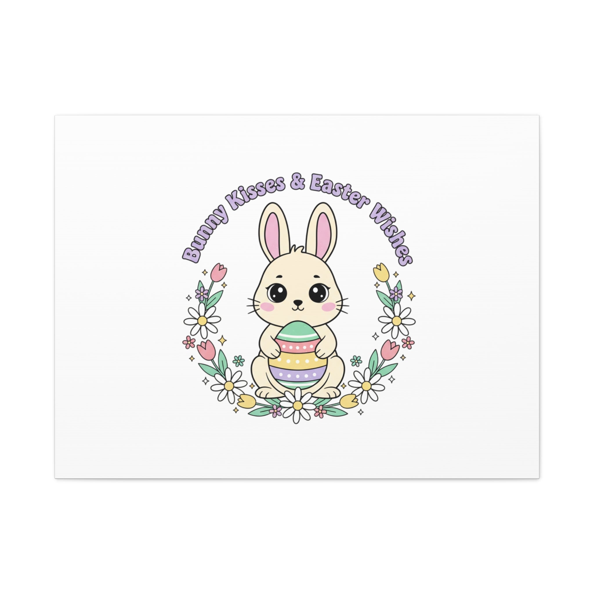 Bunny Kisses Easter Bunny Canvas | pastel spring, cottagecore