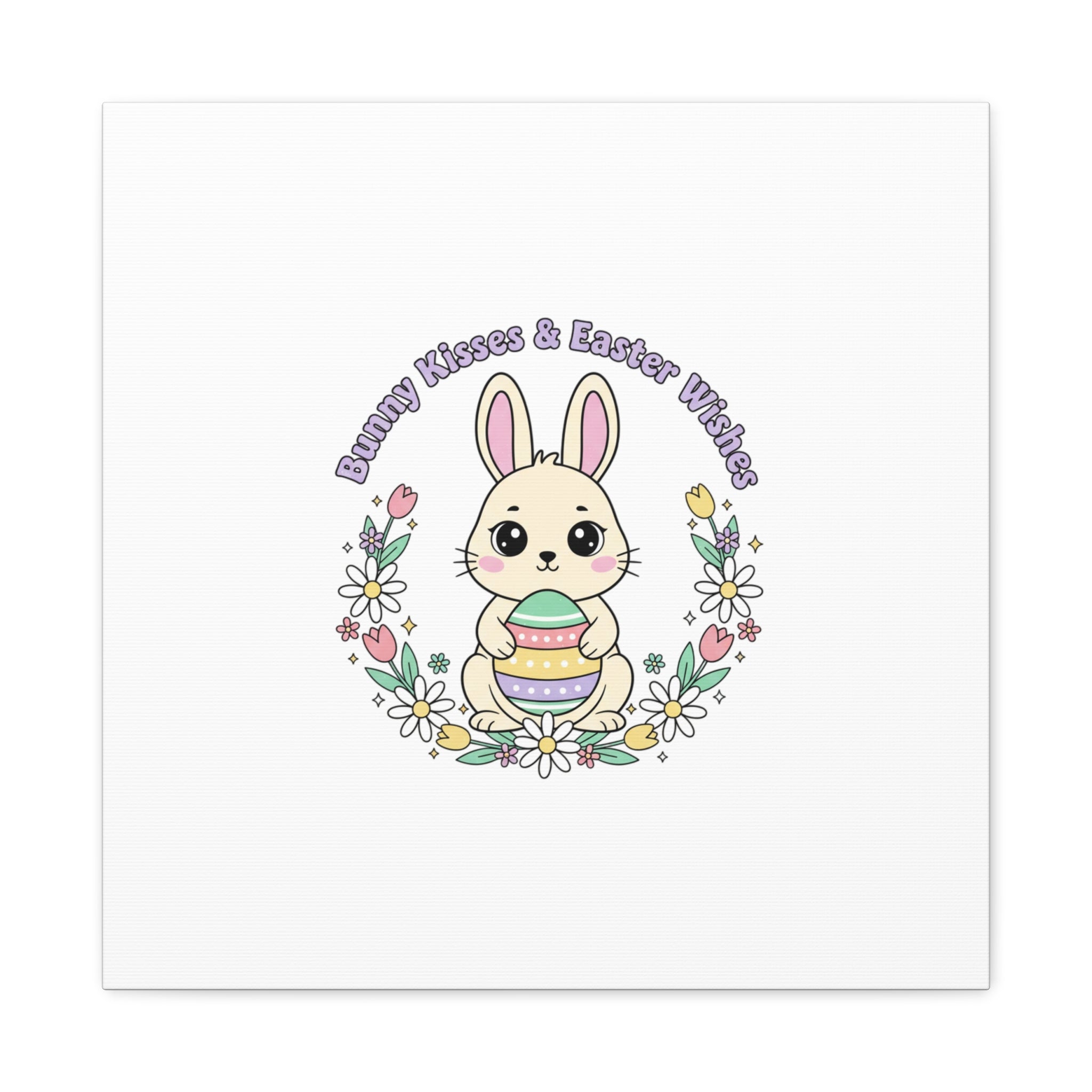 Bunny Kisses Easter Bunny Canvas | pastel spring, cottagecore