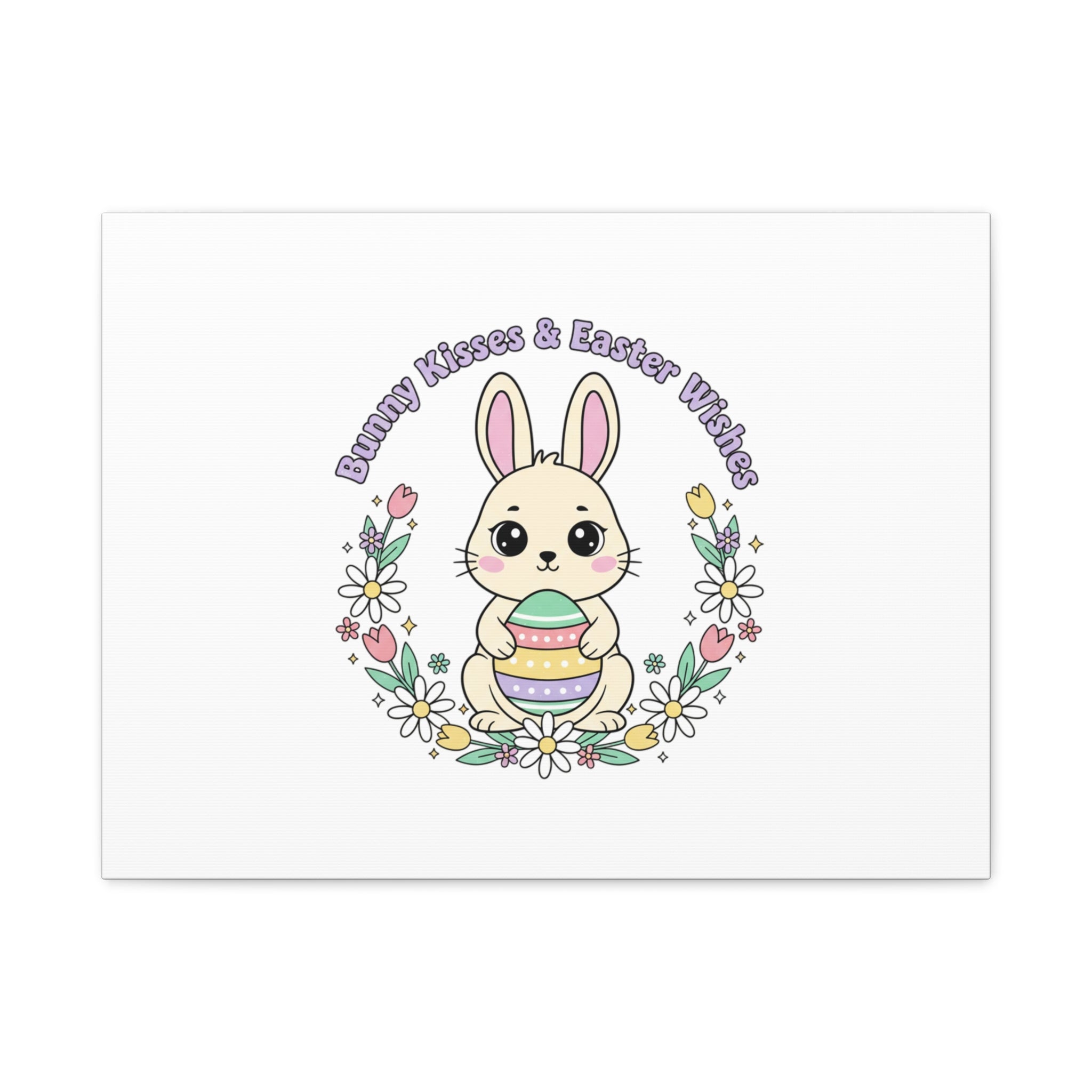 Bunny Kisses Easter Bunny Canvas | pastel spring, cottagecore