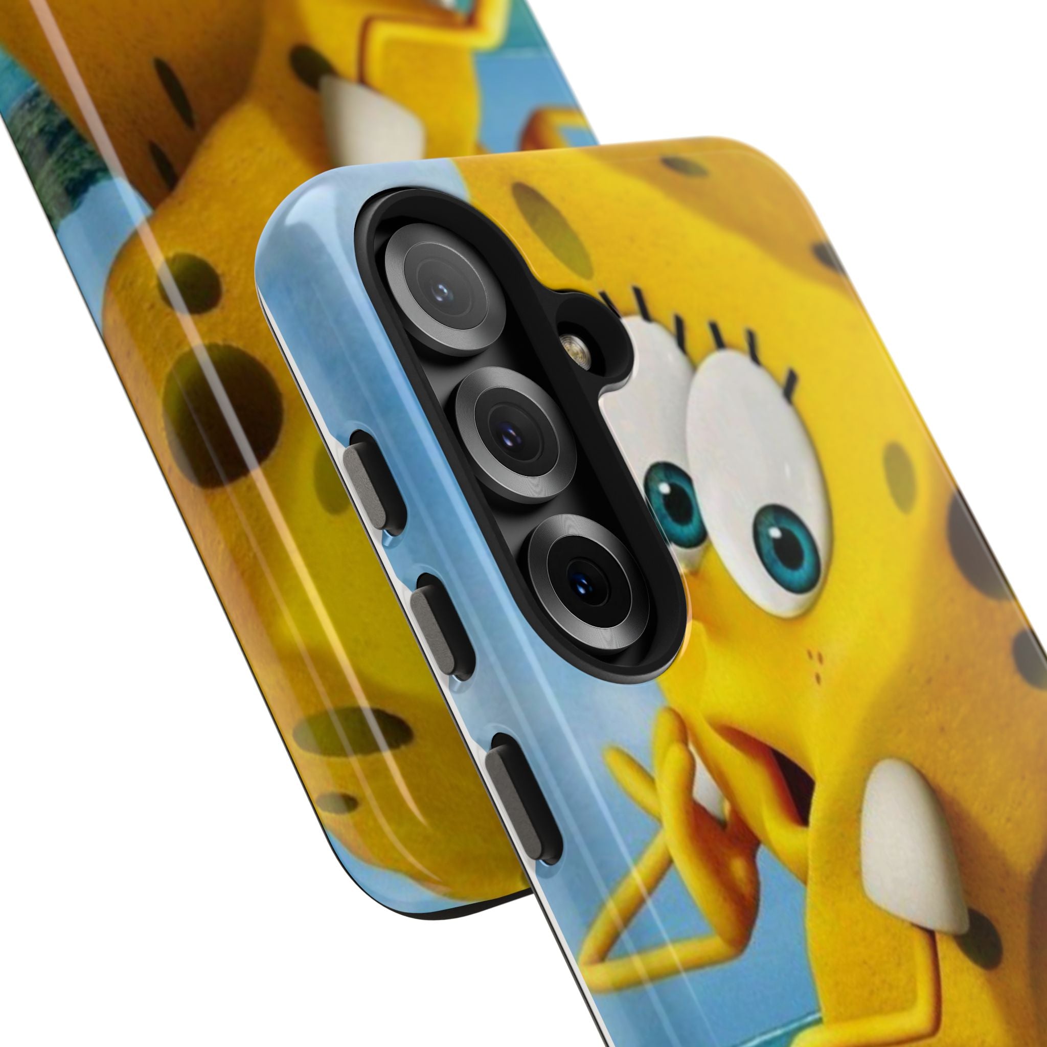 Cartoon Yellow Sponge Tough Phone Case — Beach Character Protective Phone Cover