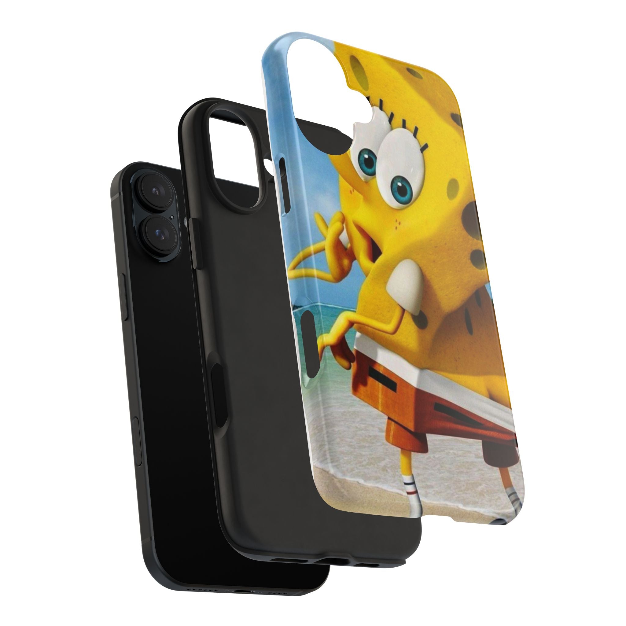 Cartoon Yellow Sponge Tough Phone Case — Beach Character Protective Phone Cover