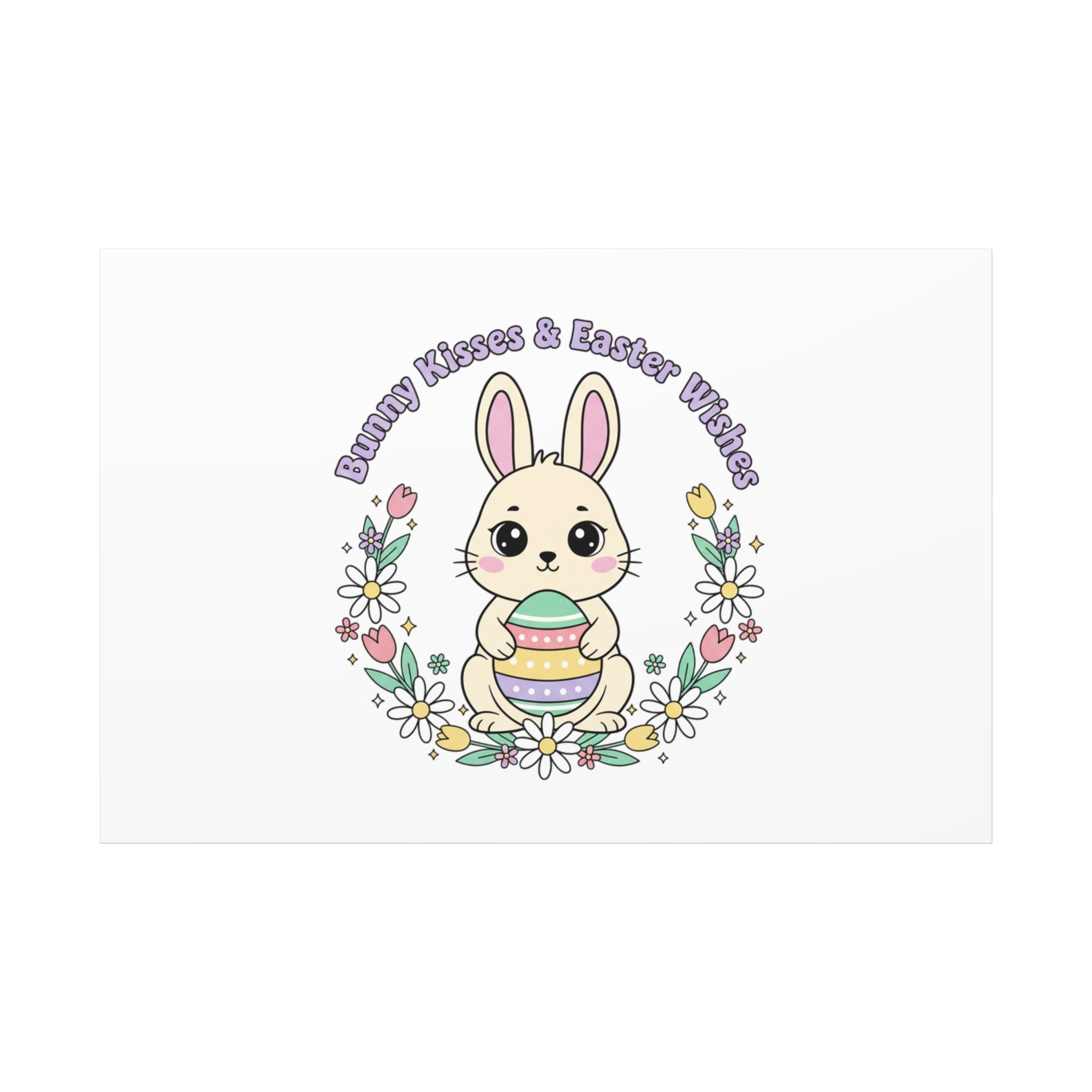 Bunny Kisses Easter Bunny Canvas | pastel spring, cottagecore