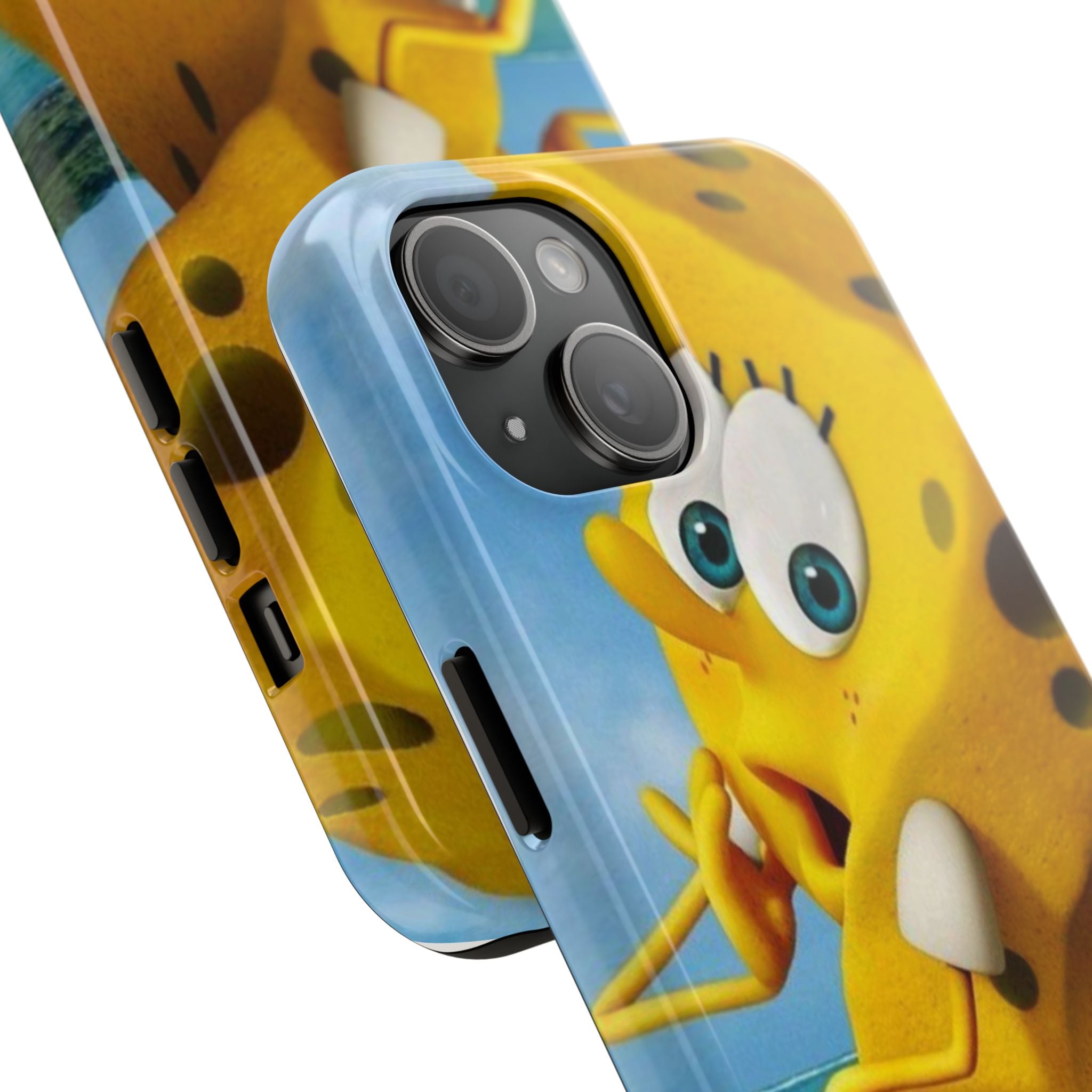 Cartoon Yellow Sponge Tough Phone Case — Beach Character Protective Phone Cover