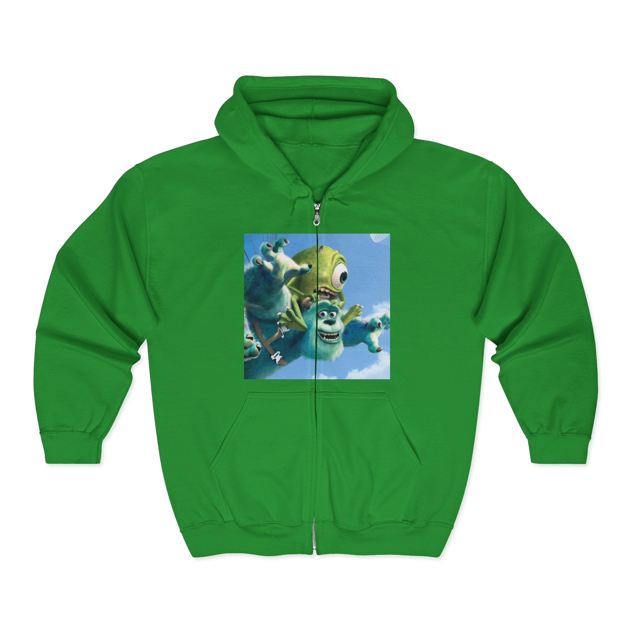 Monster Face Zip Hoodie — Playful Cartoon Splat Design
