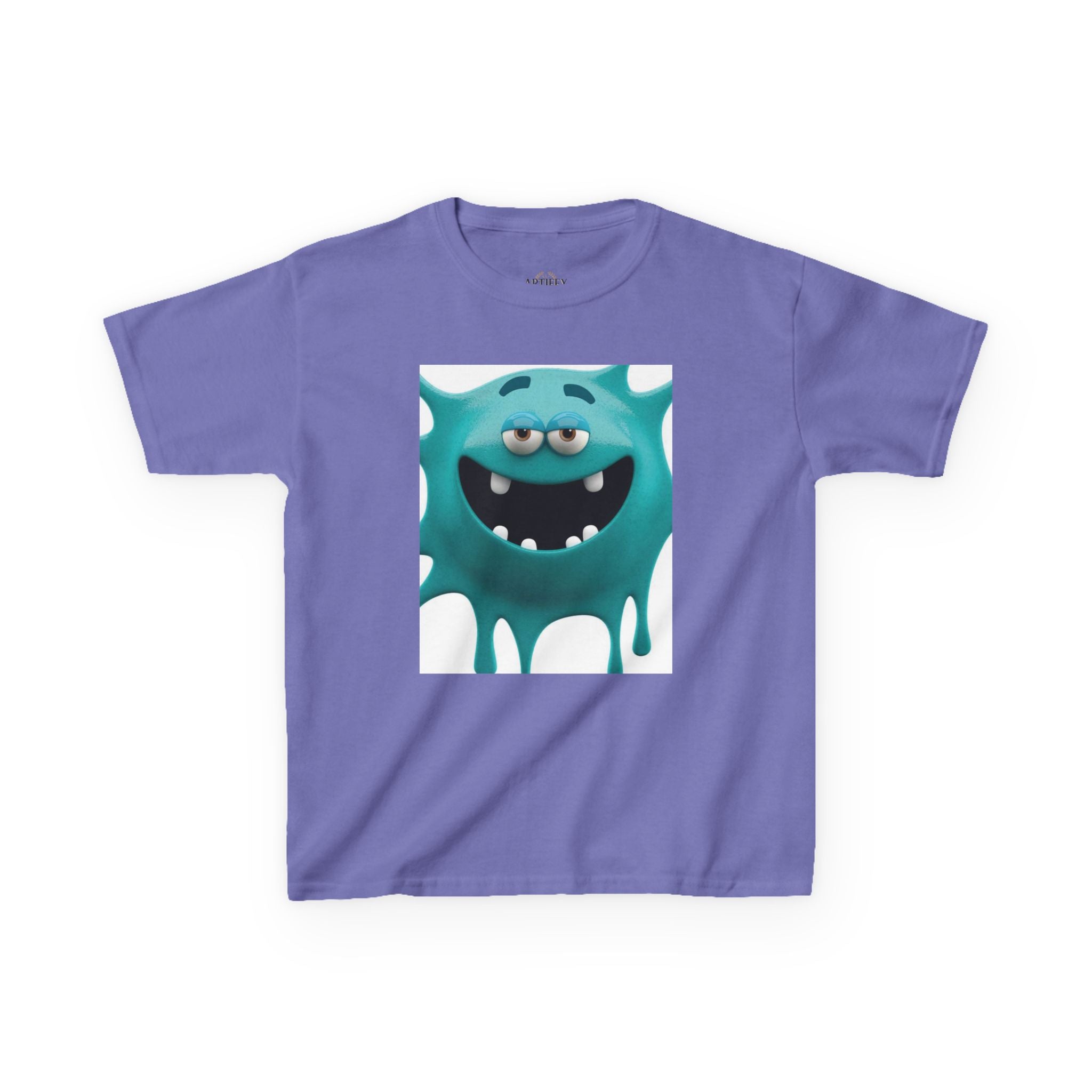 Kids Monster Drip T-Shirt — Cute Teal Cartoon Monster Tee