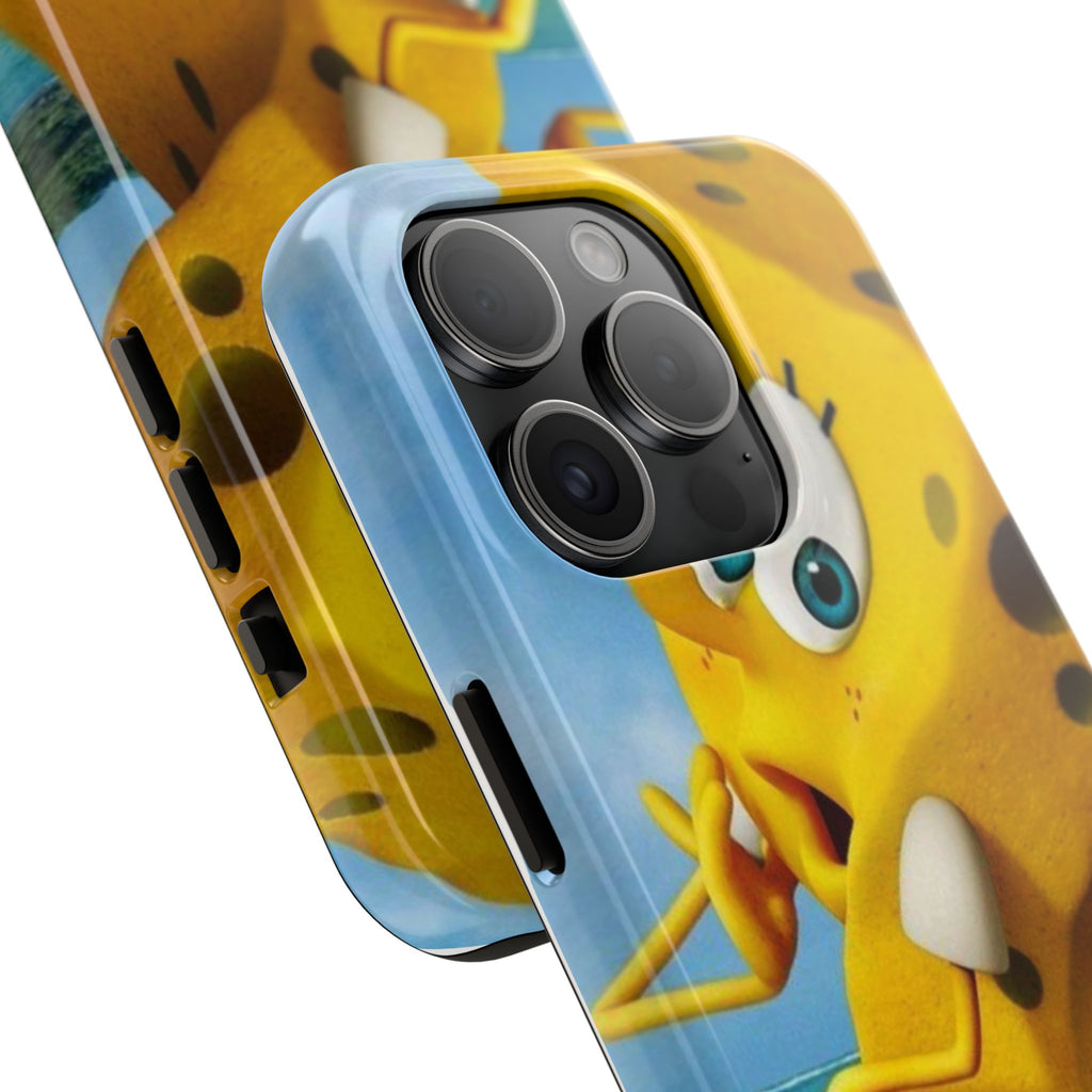 Cartoon Yellow Sponge Tough Phone Case — Beach Character Protective Phone Cover