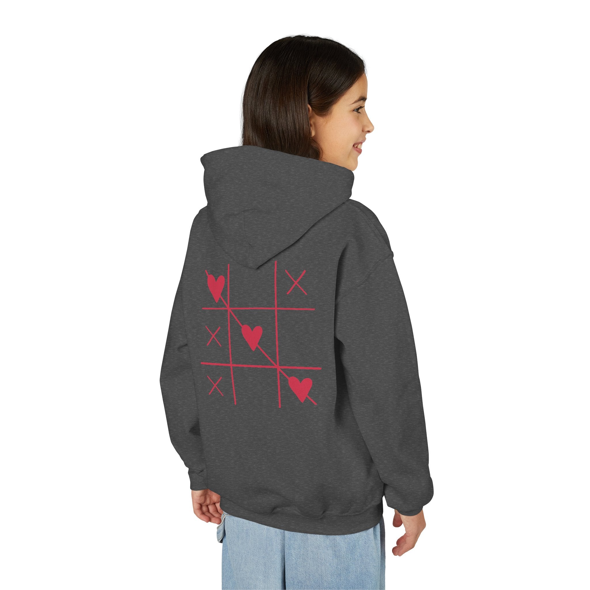 Youth Hoodie — Minimal Valentine Heart Hands "I (heart) you" Design