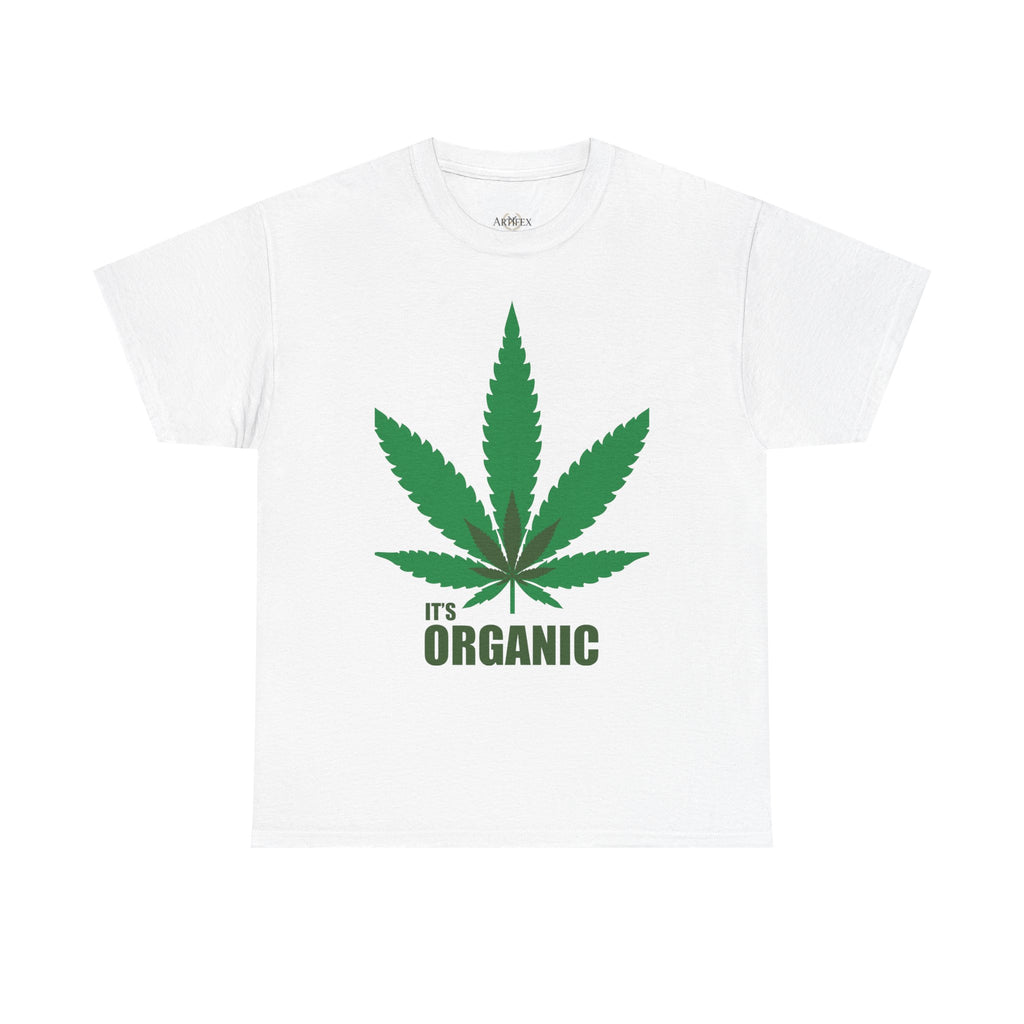 Organic Cannabis Leaf T‑Shirt — "It's Organic" Graphic Tee (Sponge Parody Back Print)