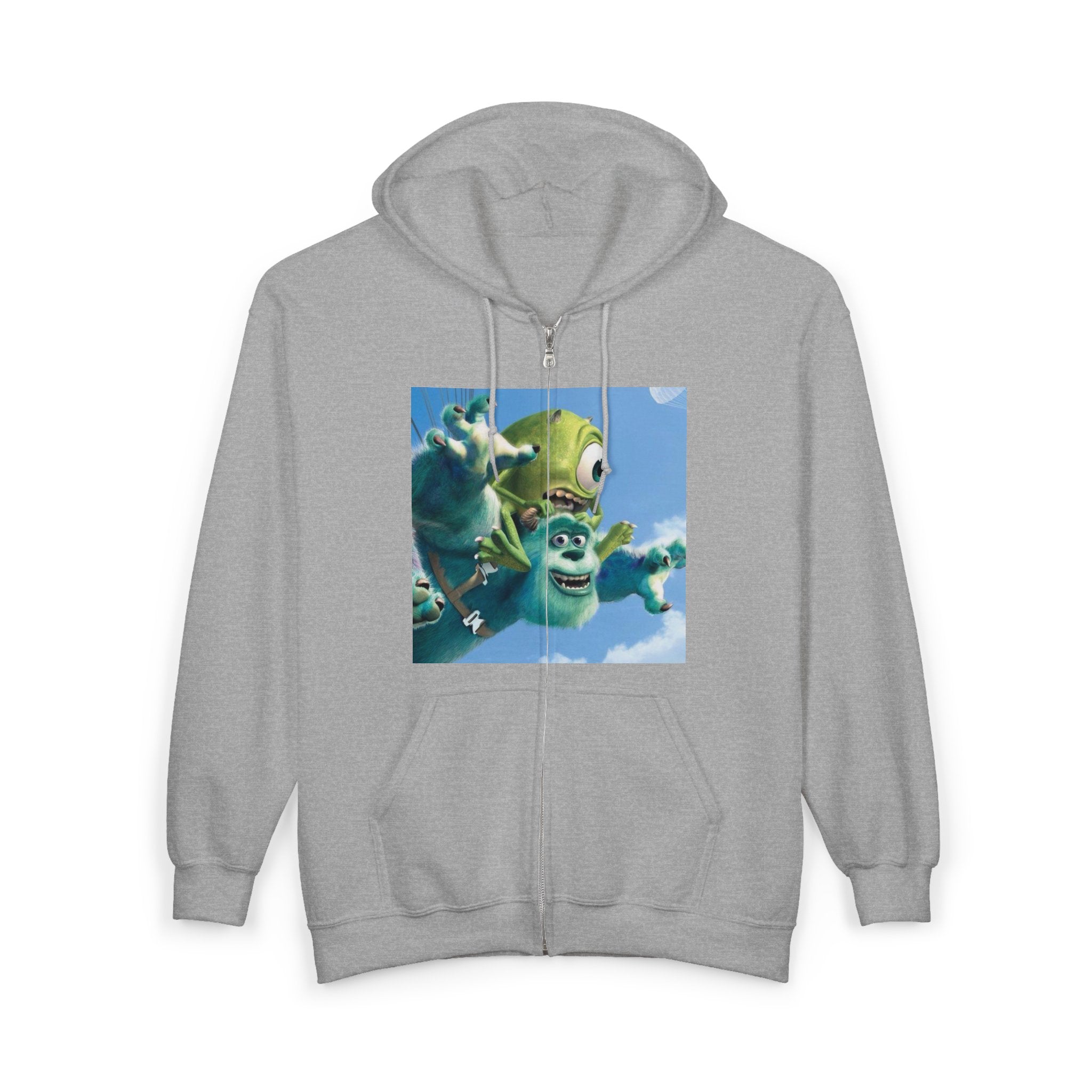 Monster Face Zip Hoodie — Playful Cartoon Splat Design