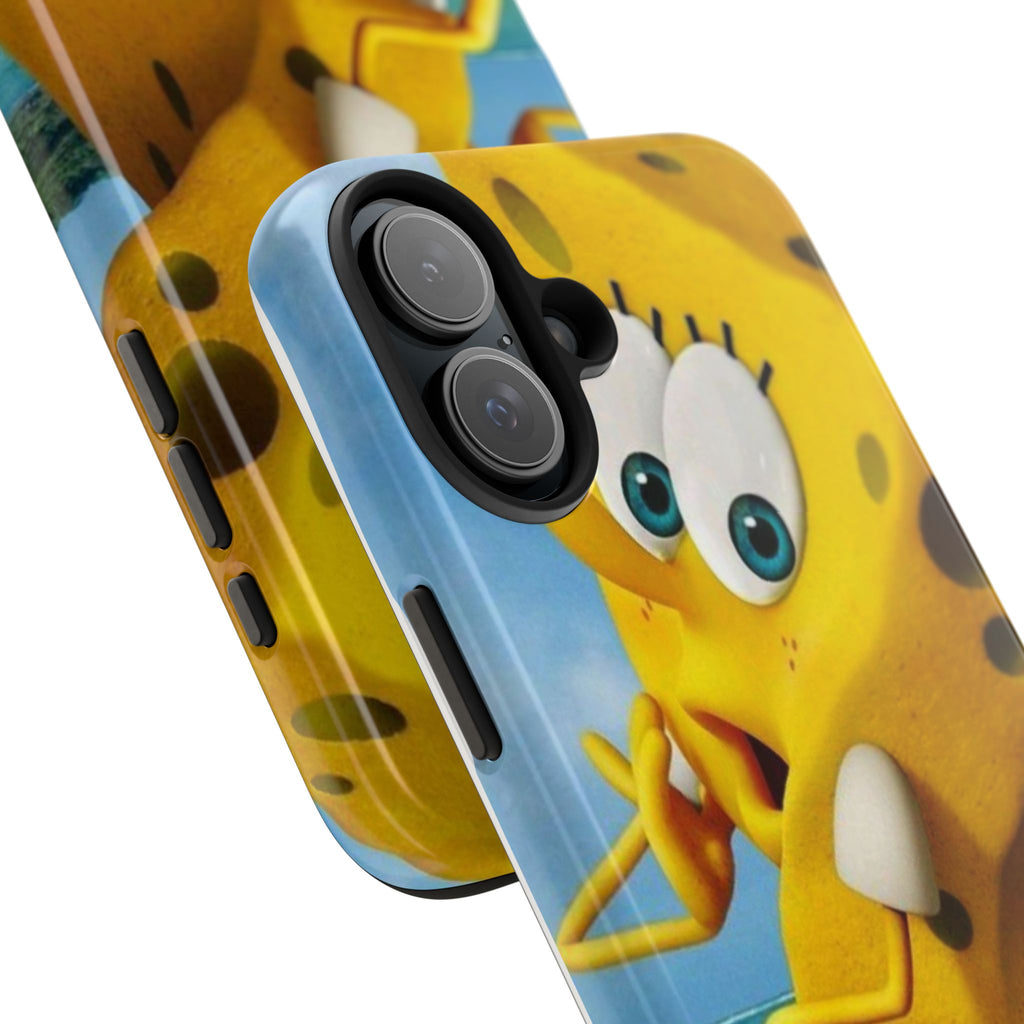 Cartoon Yellow Sponge Tough Phone Case — Beach Character Protective Phone Cover