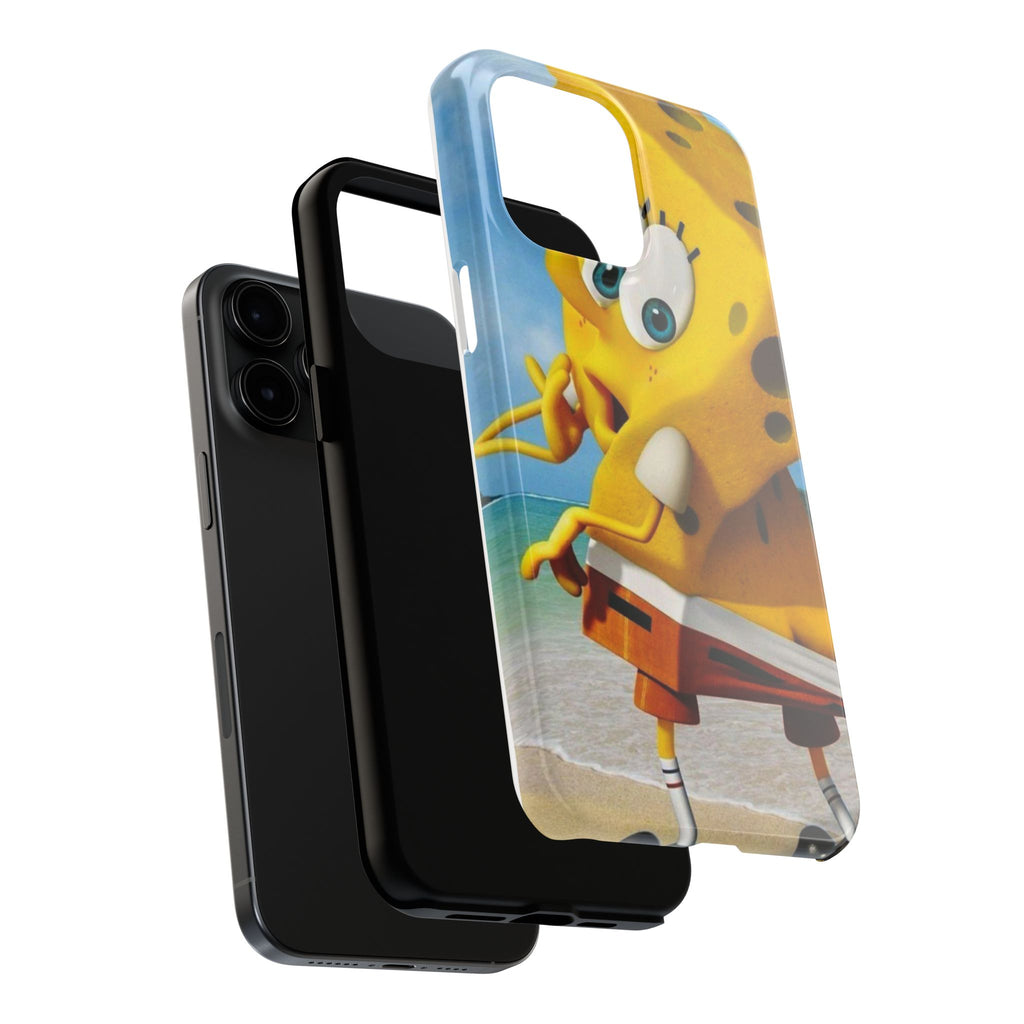 Cartoon Yellow Sponge Tough Phone Case — Beach Character Protective Phone Cover