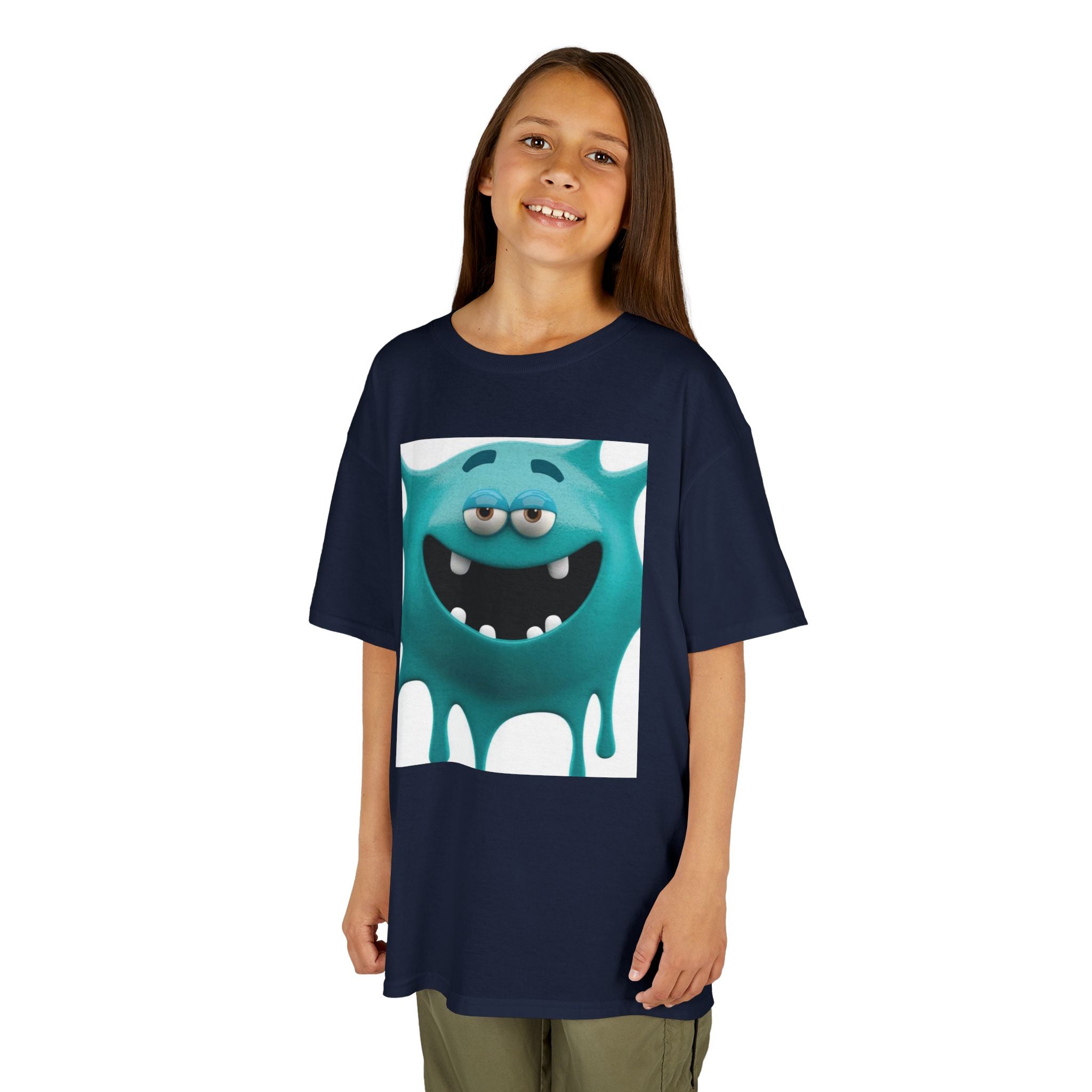 Kids Monster Drip T-Shirt — Cute Teal Cartoon Monster Tee