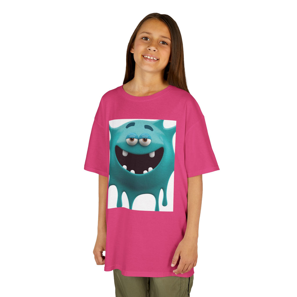 Kids Monster Drip T-Shirt — Cute Teal Cartoon Monster Tee