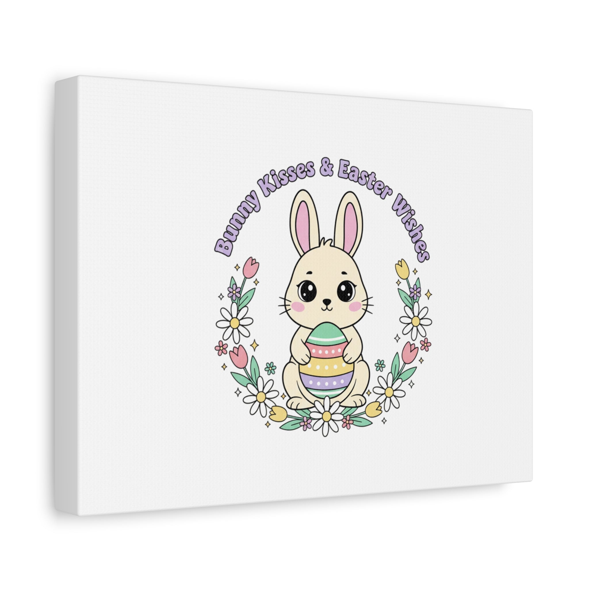 Bunny Kisses Easter Bunny Canvas | pastel spring, cottagecore