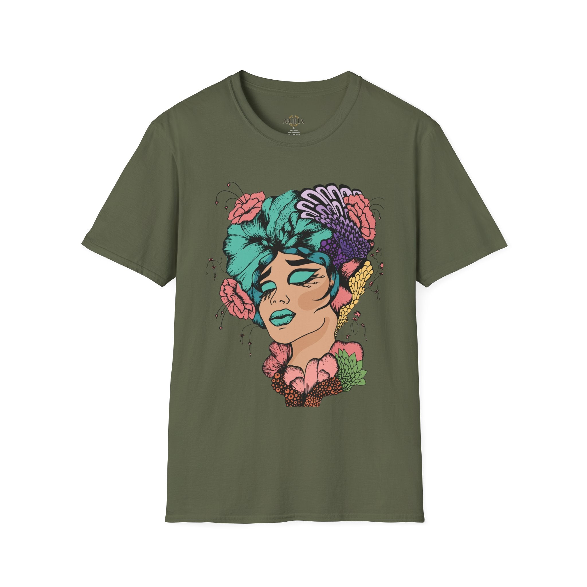 Girl Power Floral Portrait T-Shirt