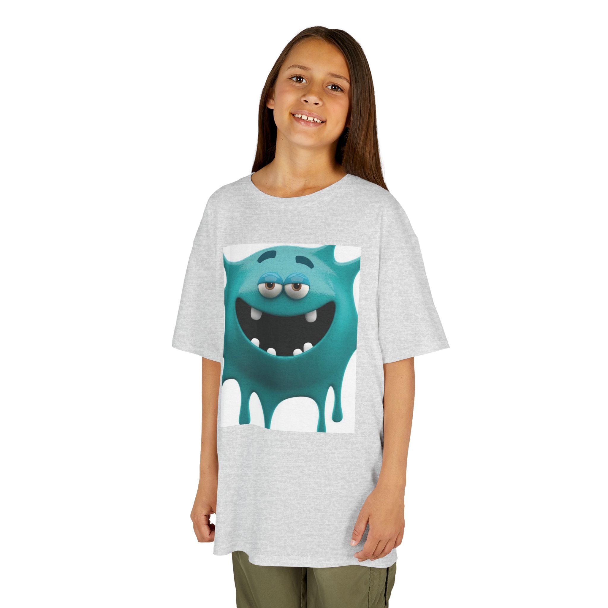 Kids Monster Drip T-Shirt — Cute Teal Cartoon Monster Tee