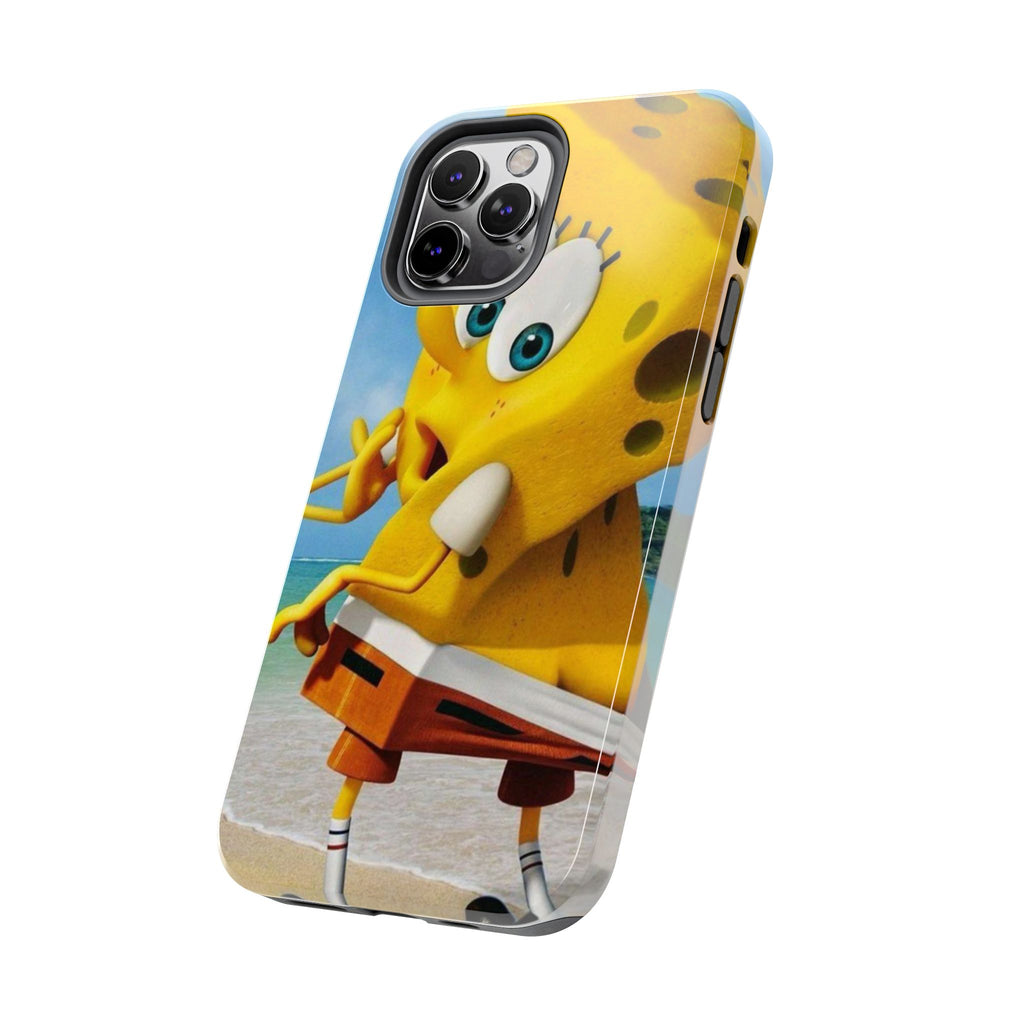 Cartoon Yellow Sponge Tough Phone Case — Beach Character Protective Phone Cover