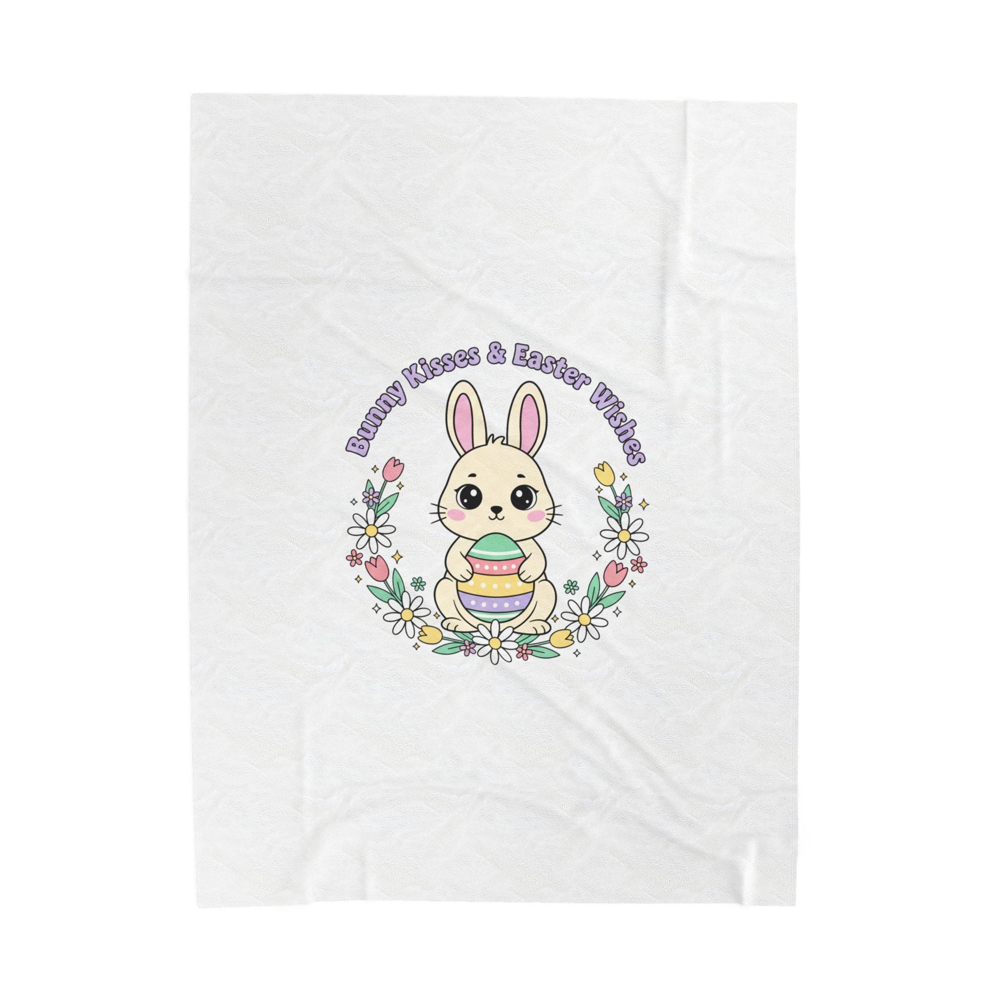 Easter Bunny Aesthetic Velveteen Plush Blanket, pastel spring cottagecore