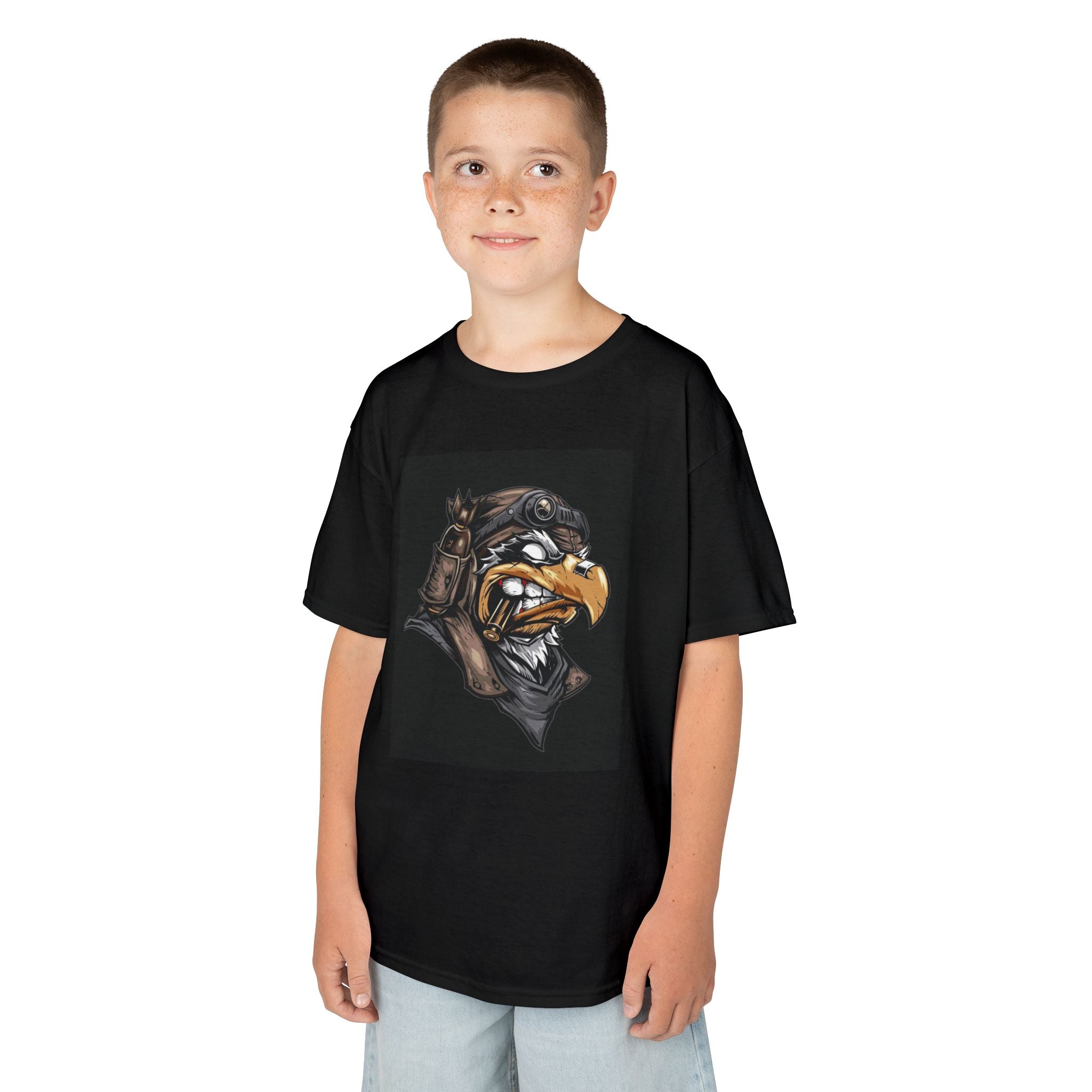 Kids Eagle Pilot T‑Shirt — Vintage Aviator Bird Graphic Tee for Boys