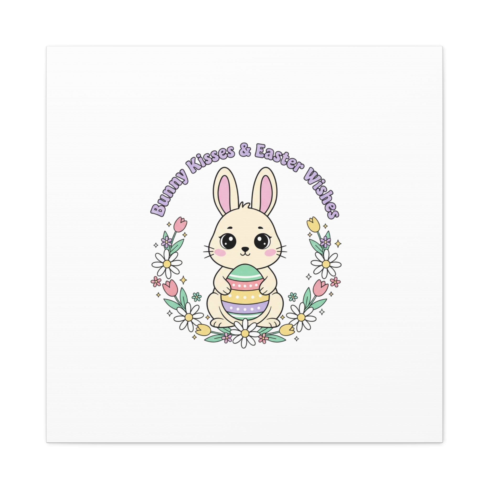 Bunny Kisses Easter Bunny Canvas | pastel spring, cottagecore