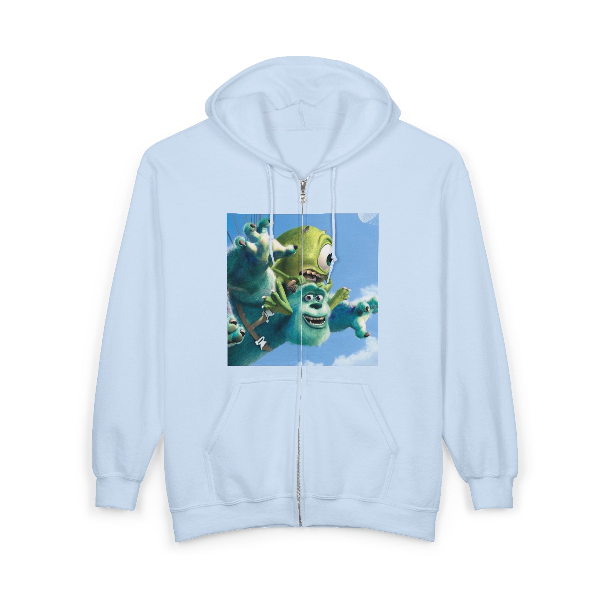 Monster Face Zip Hoodie — Playful Cartoon Splat Design