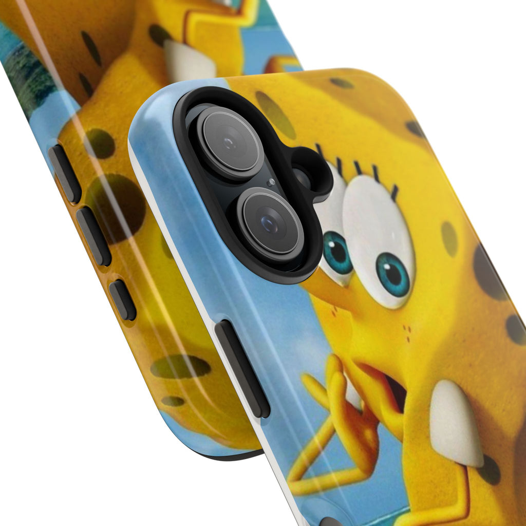 Cartoon Yellow Sponge Tough Phone Case — Beach Character Protective Phone Cover