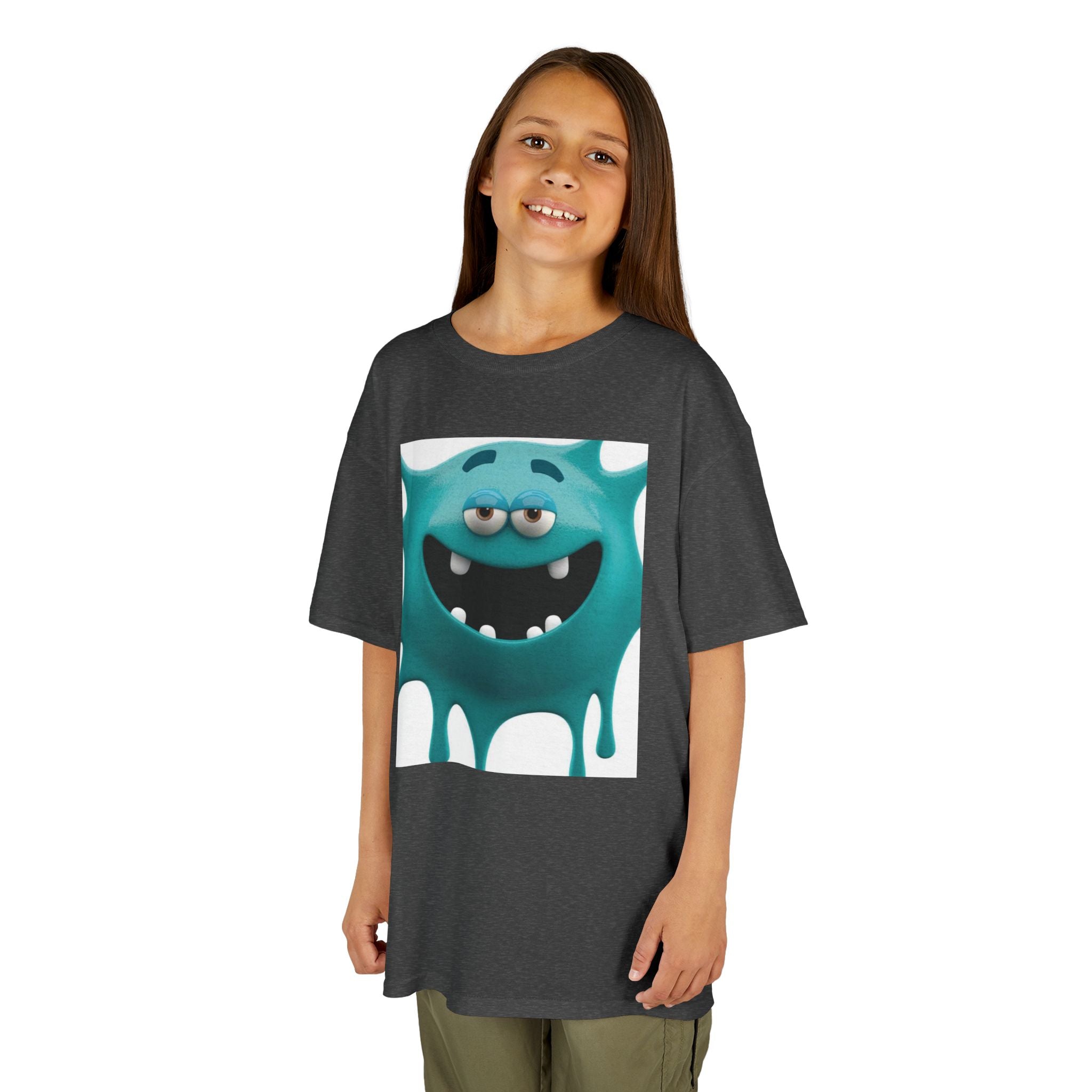 Kids Monster Drip T-Shirt — Cute Teal Cartoon Monster Tee