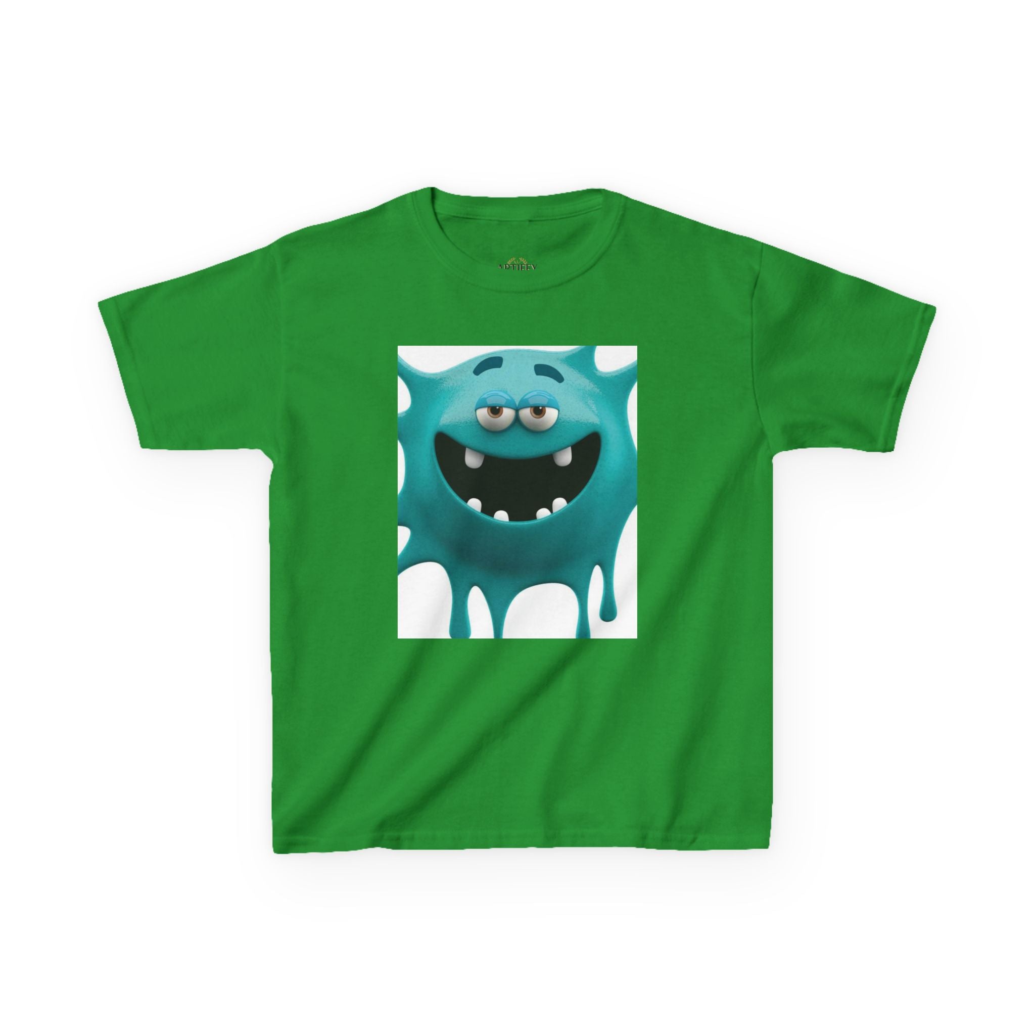 Kids Monster Drip T-Shirt — Cute Teal Cartoon Monster Tee