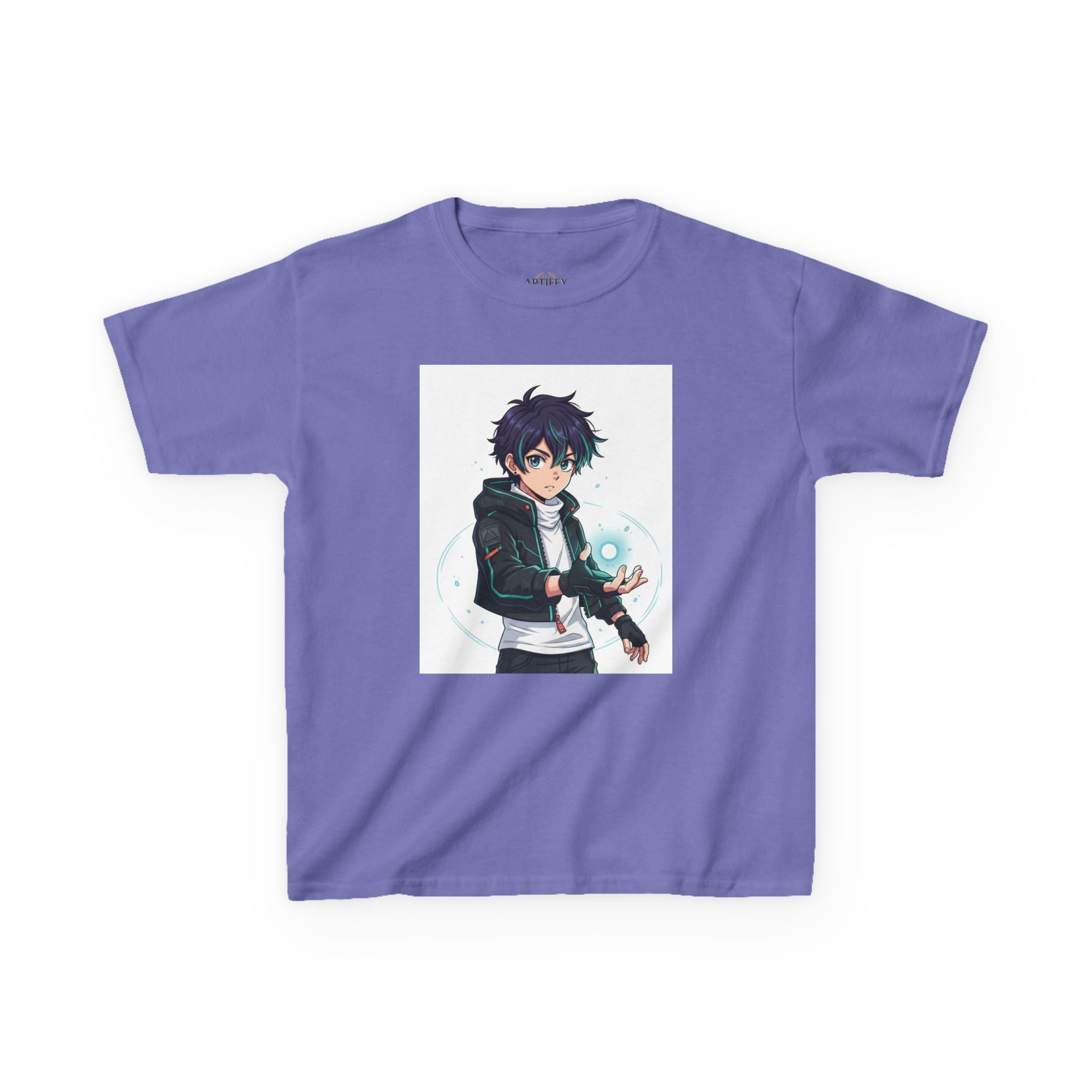 Kids Anime Mage T‑Shirt — Cute Boy Sorcerer Graphic Tee