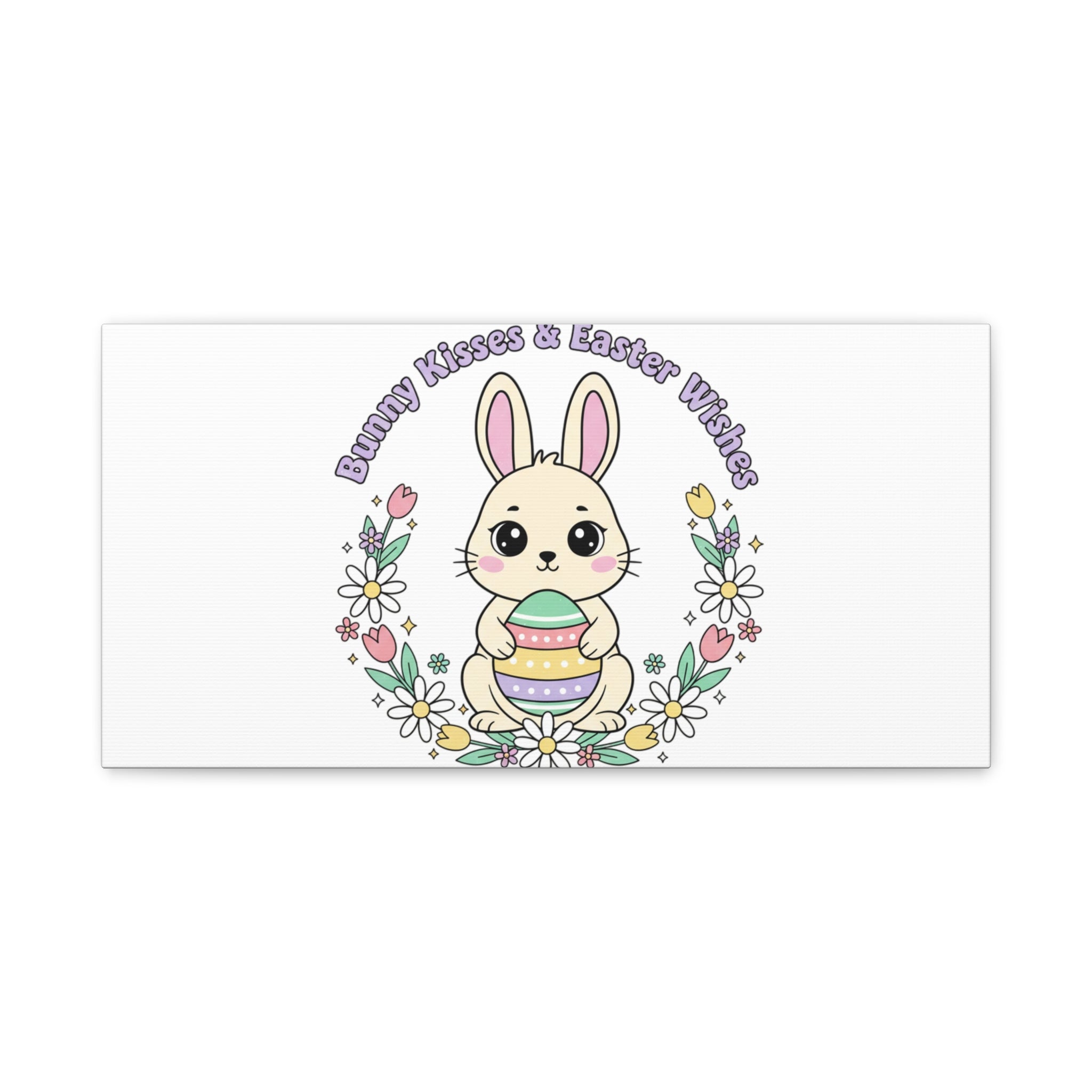 Bunny Kisses Easter Bunny Canvas | pastel spring, cottagecore