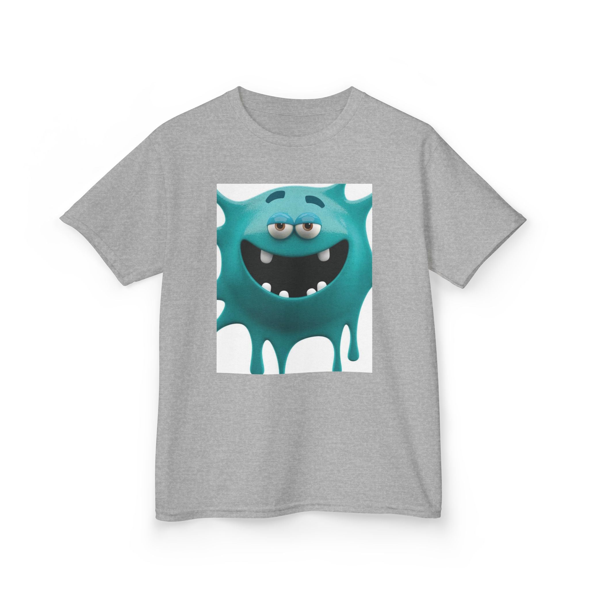 Kids Monster Drip T-Shirt — Cute Teal Cartoon Monster Tee