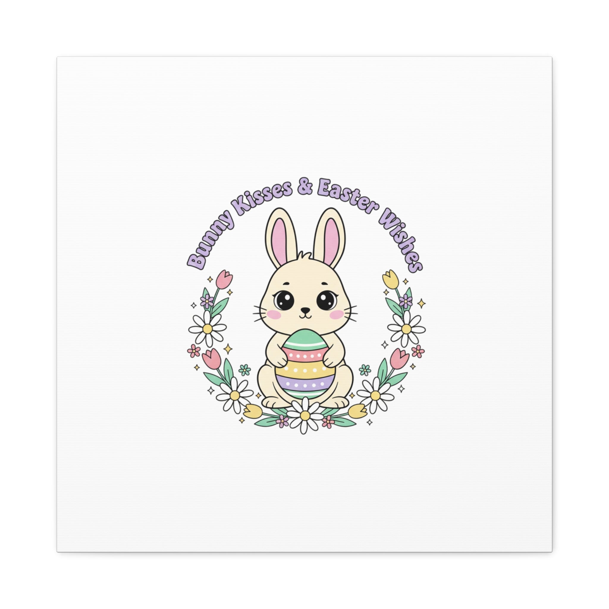 Bunny Kisses Easter Bunny Canvas | pastel spring, cottagecore