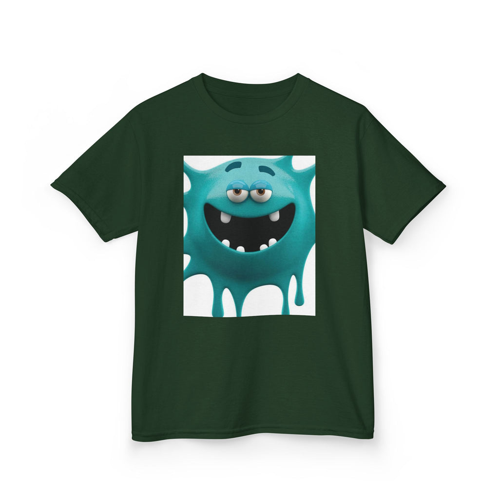 Kids Monster Drip T-Shirt — Cute Teal Cartoon Monster Tee