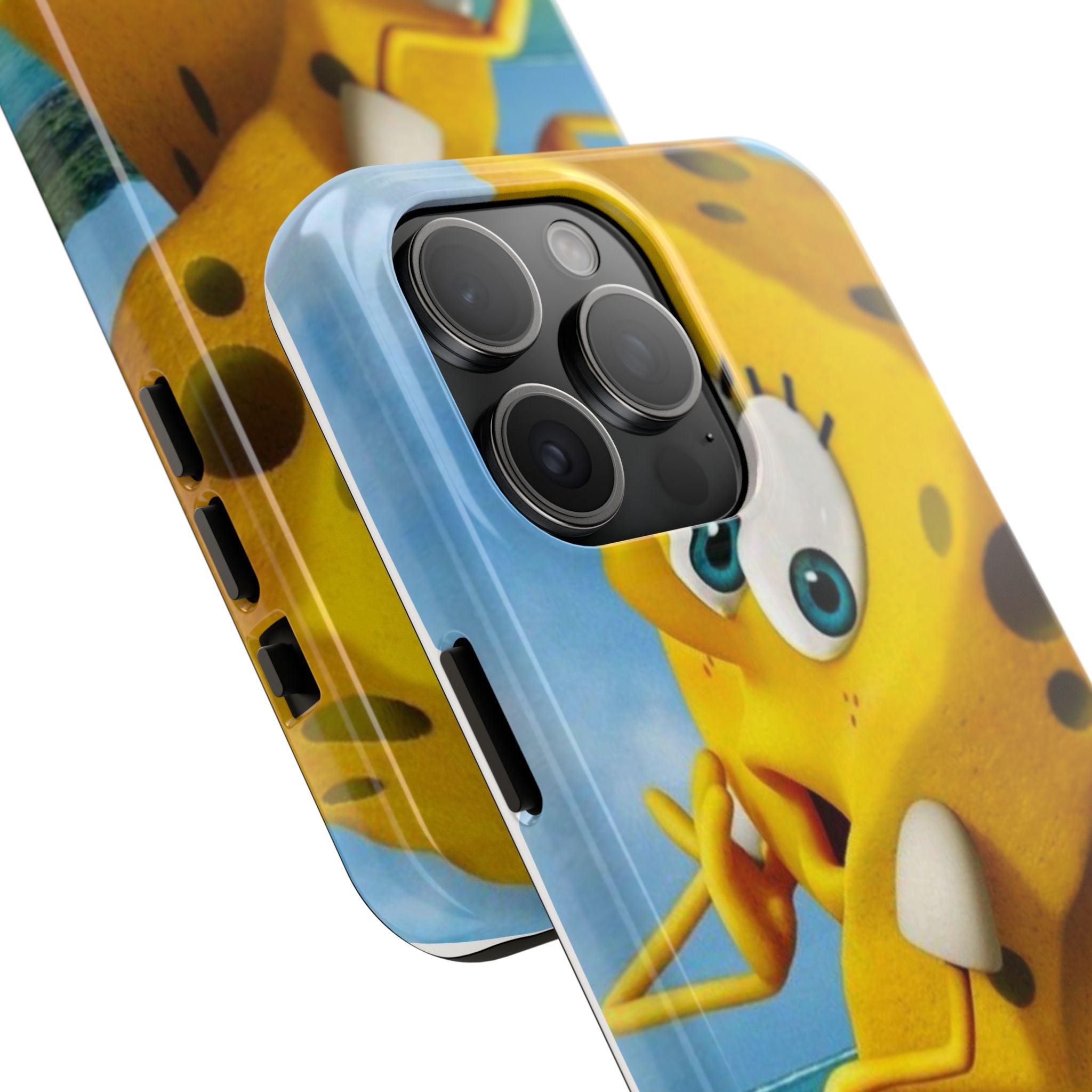 Cartoon Yellow Sponge Tough Phone Case — Beach Character Protective Phone Cover