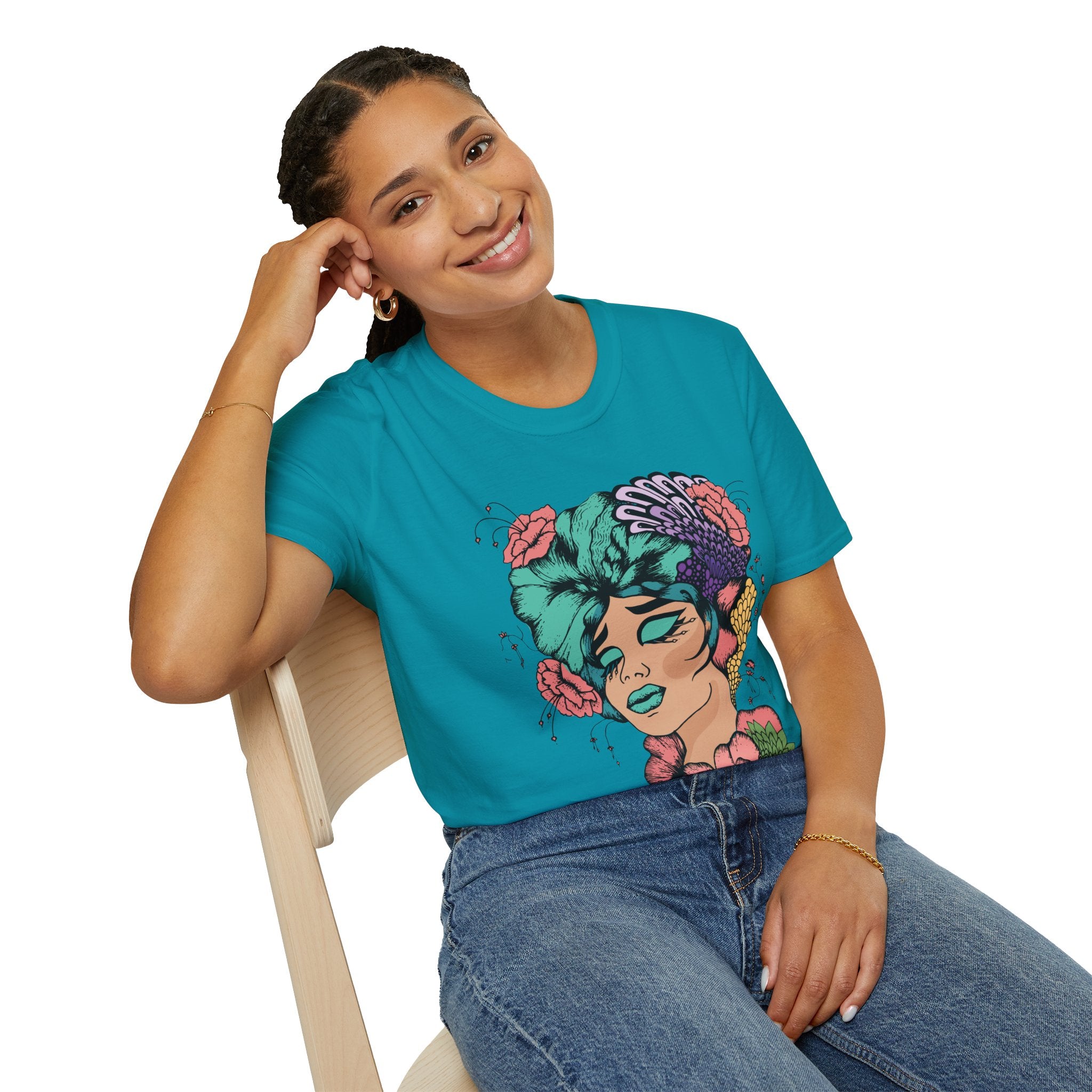 Girl Power Floral Portrait T-Shirt