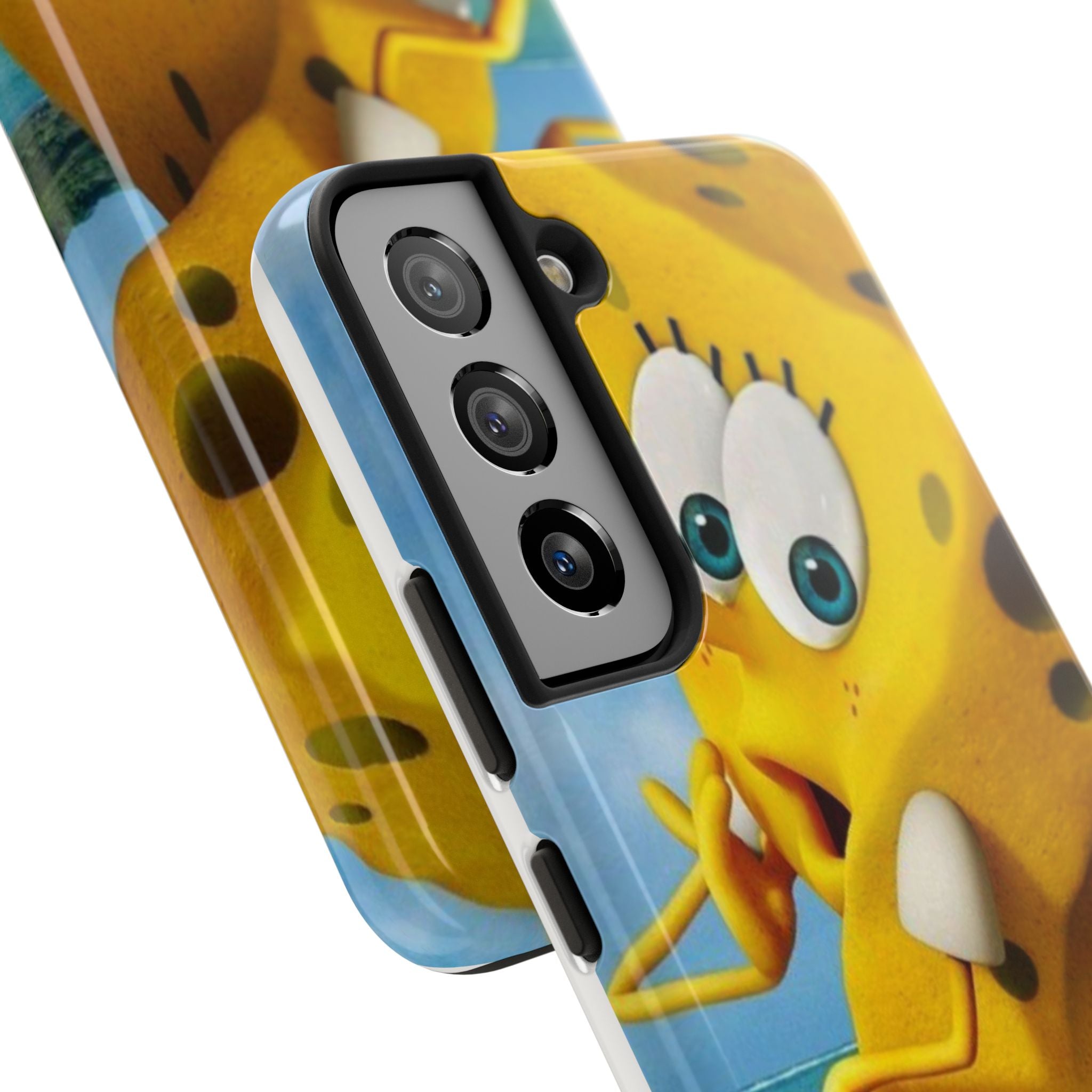Cartoon Yellow Sponge Tough Phone Case — Beach Character Protective Phone Cover