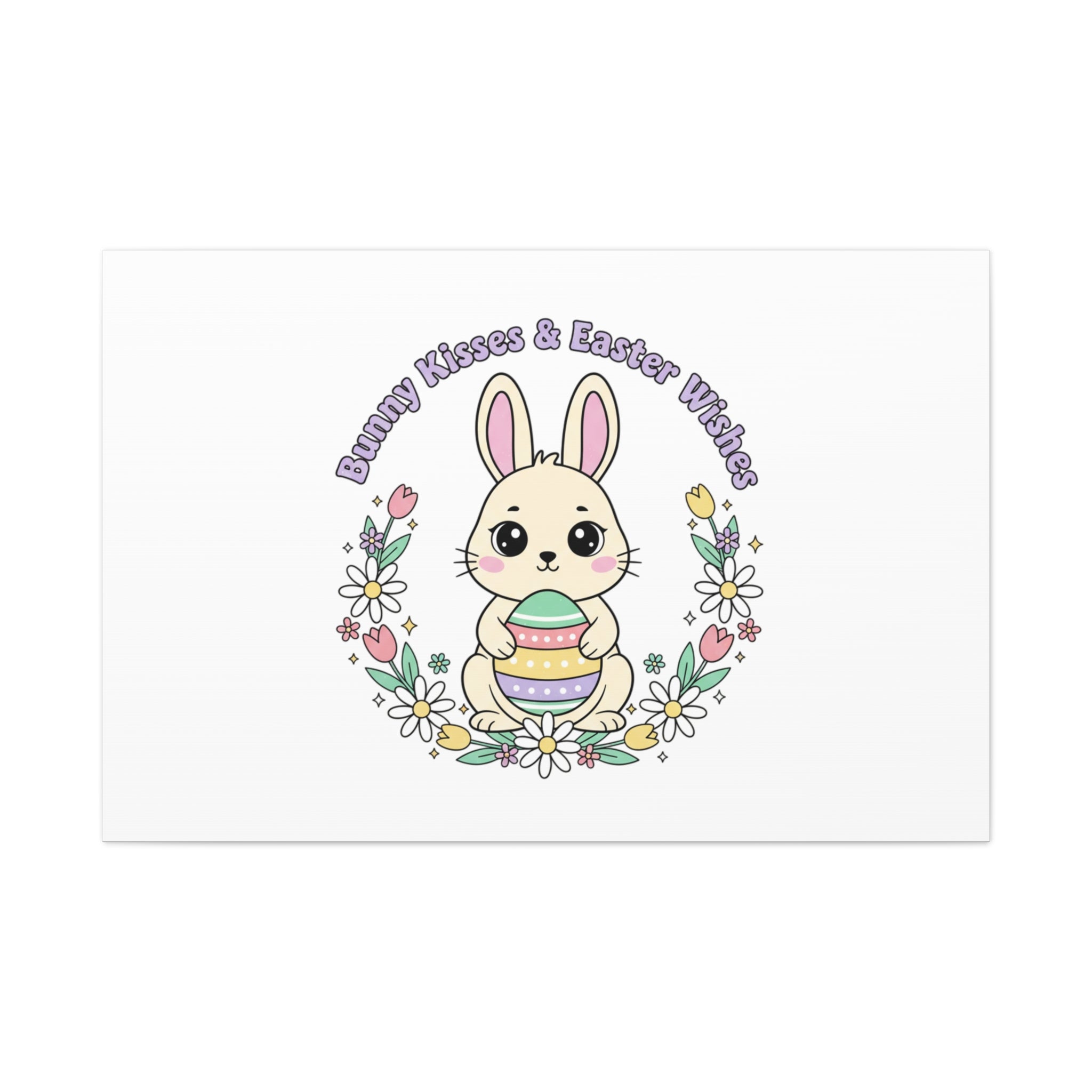 Bunny Kisses Easter Bunny Canvas | pastel spring, cottagecore