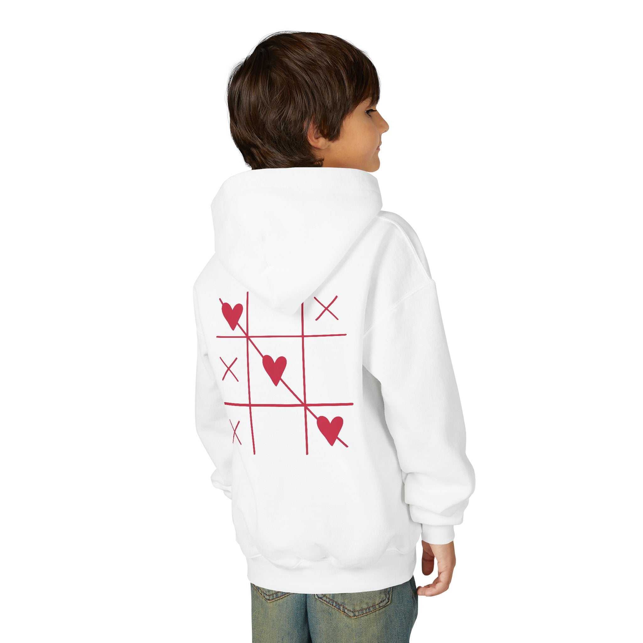 Youth Hoodie — Minimal Valentine Heart Hands "I (heart) you" Design
