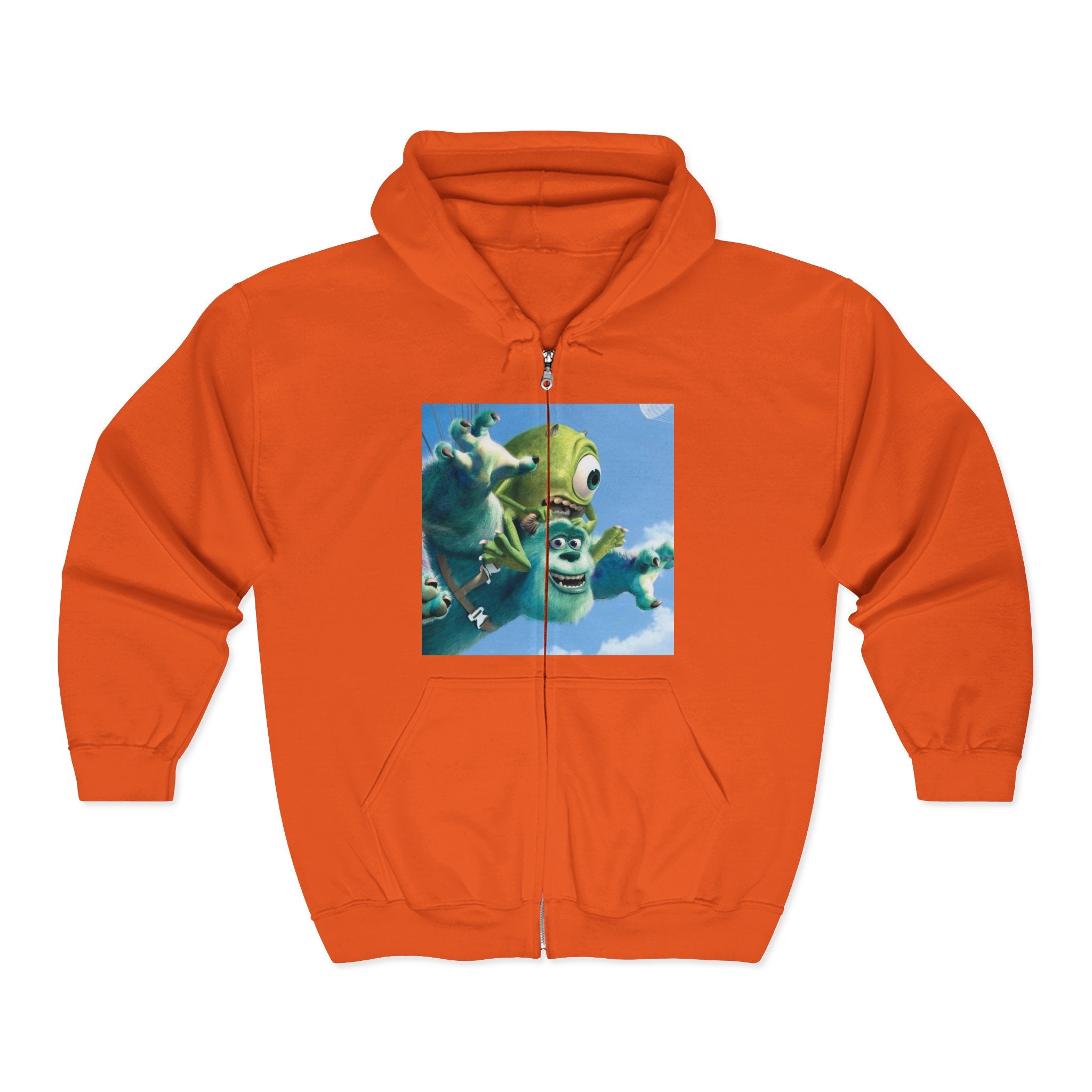 Monster Face Zip Hoodie — Playful Cartoon Splat Design