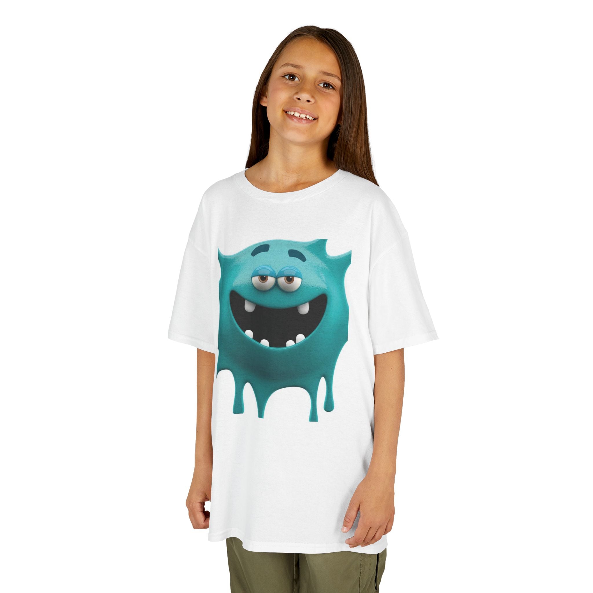 Kids Monster Drip T-Shirt — Cute Teal Cartoon Monster Tee